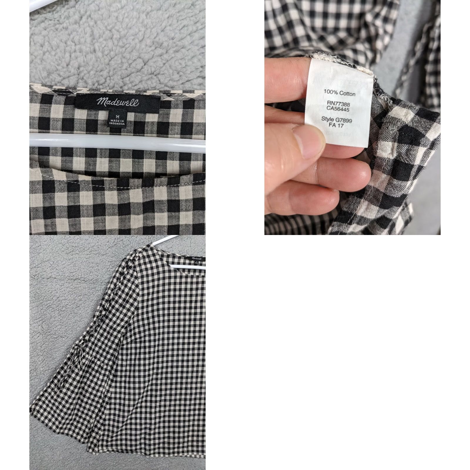 Madewell Madewell Button-Up Top Gingham Lace-Up Bell Sleeve 3/4 Multicolor Cotton M Womens Mens? Size M / US 6-8 / IT 42-44 - 8 Thumbnail