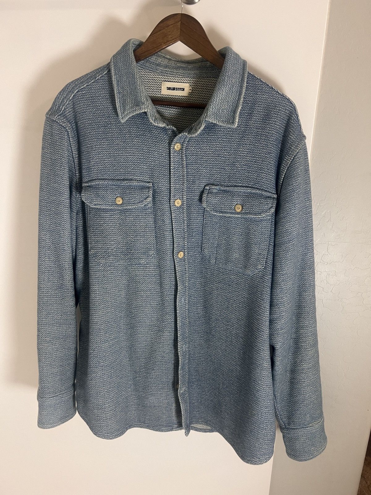 Taylor Stitch Textured Knit Shirt Jacket – Size 46 – Blue