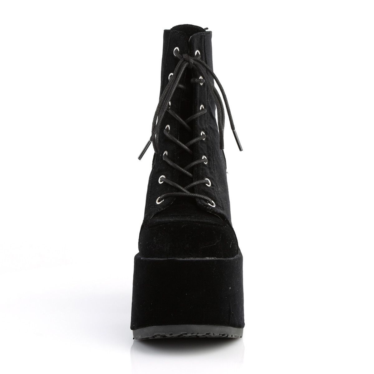 Other Camel 203 Stacked Black Velvet Platform Goth Punk Ankle Boot Size US 7 / IT 37 - 8 Thumbnail