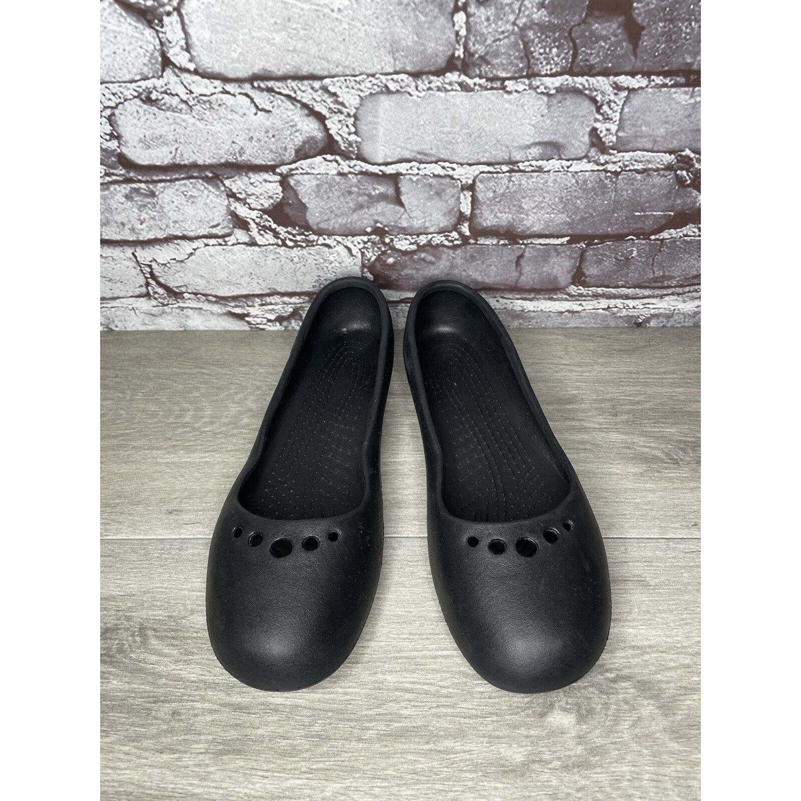 Crocs Crocs Black Rubber Slip On Lightweight Ballet Flats Shoes Wo Size US 11 / IT 41 - 14 Thumbnail