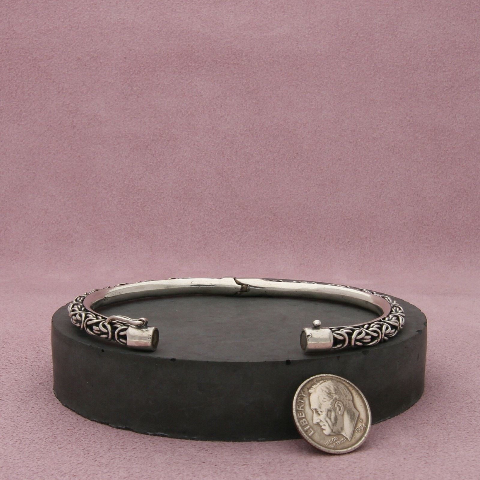 Sterling Silver sterling silver byzantine chain hinged bracelet size 7in Size ONE SIZE - 2 Thumbnail