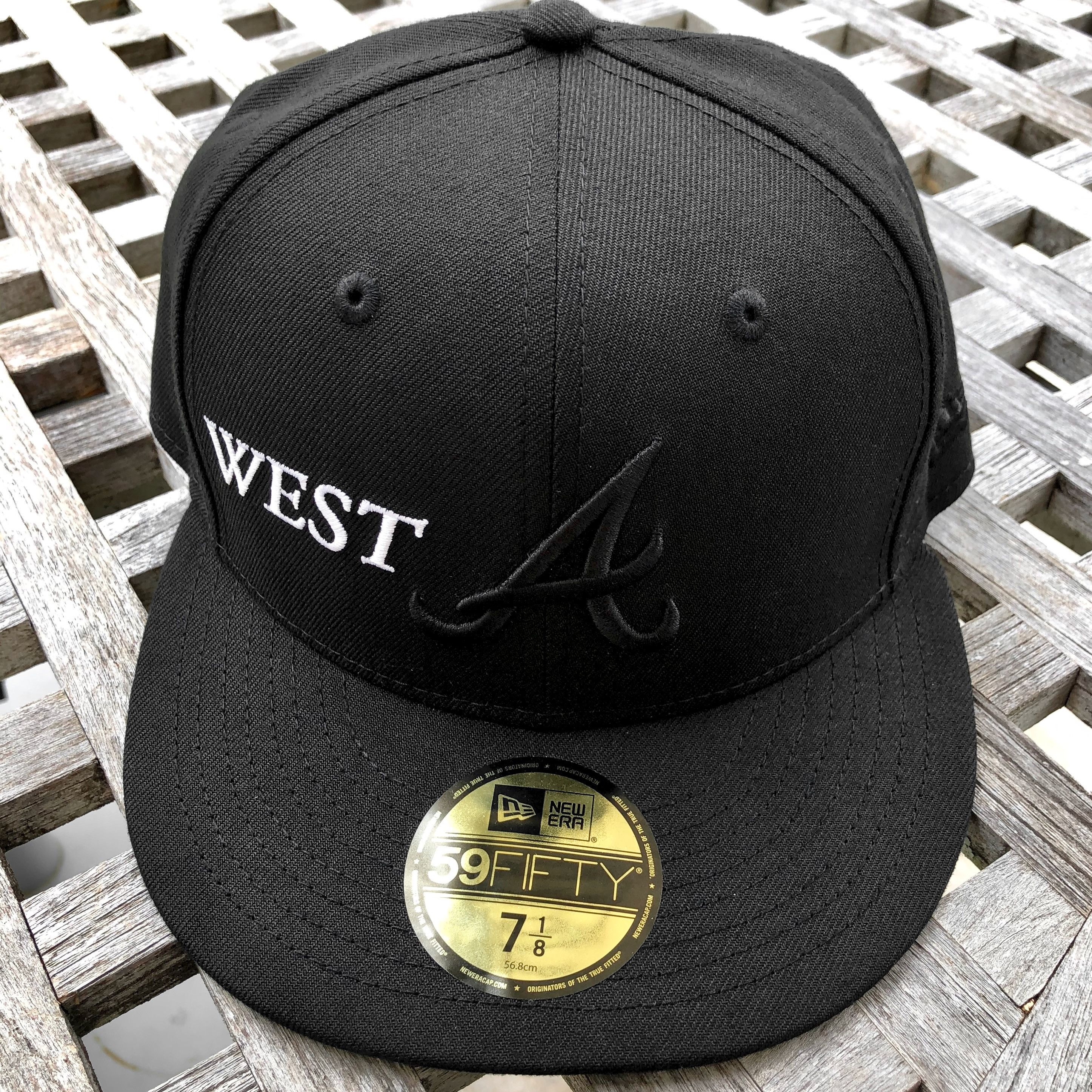 New Era Atlanta Braves Westside Script Blackout 59FIFTY Hat 7 1/8 Size ONE SIZE - 1 Thumbnail