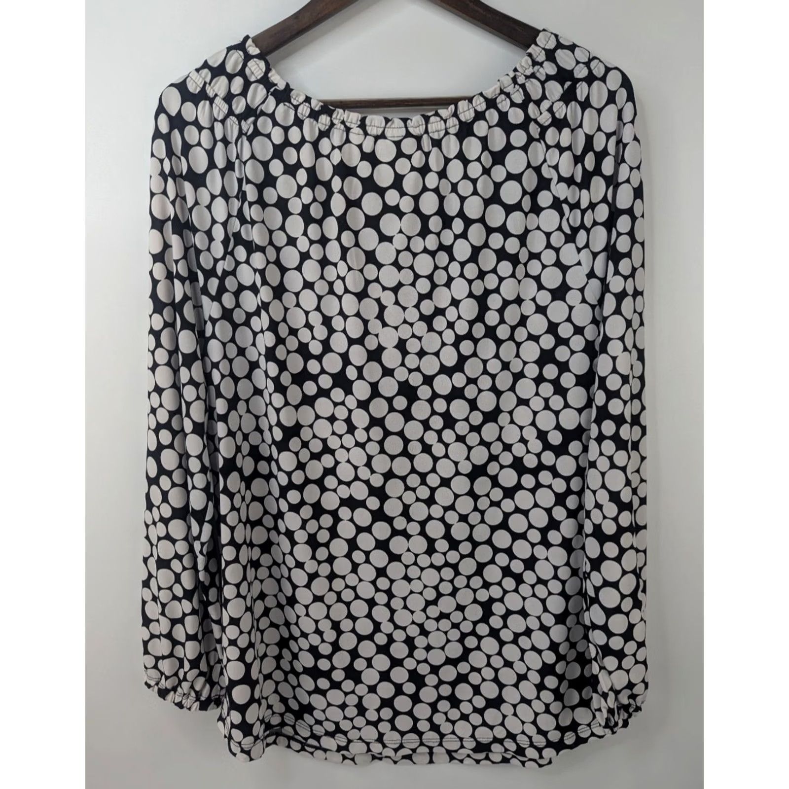 Vintage Susan Graver Tunic Pullover Liquid Knit Polka Dot White Black XS? Size L / US 10 / IT 46 - 4 Thumbnail