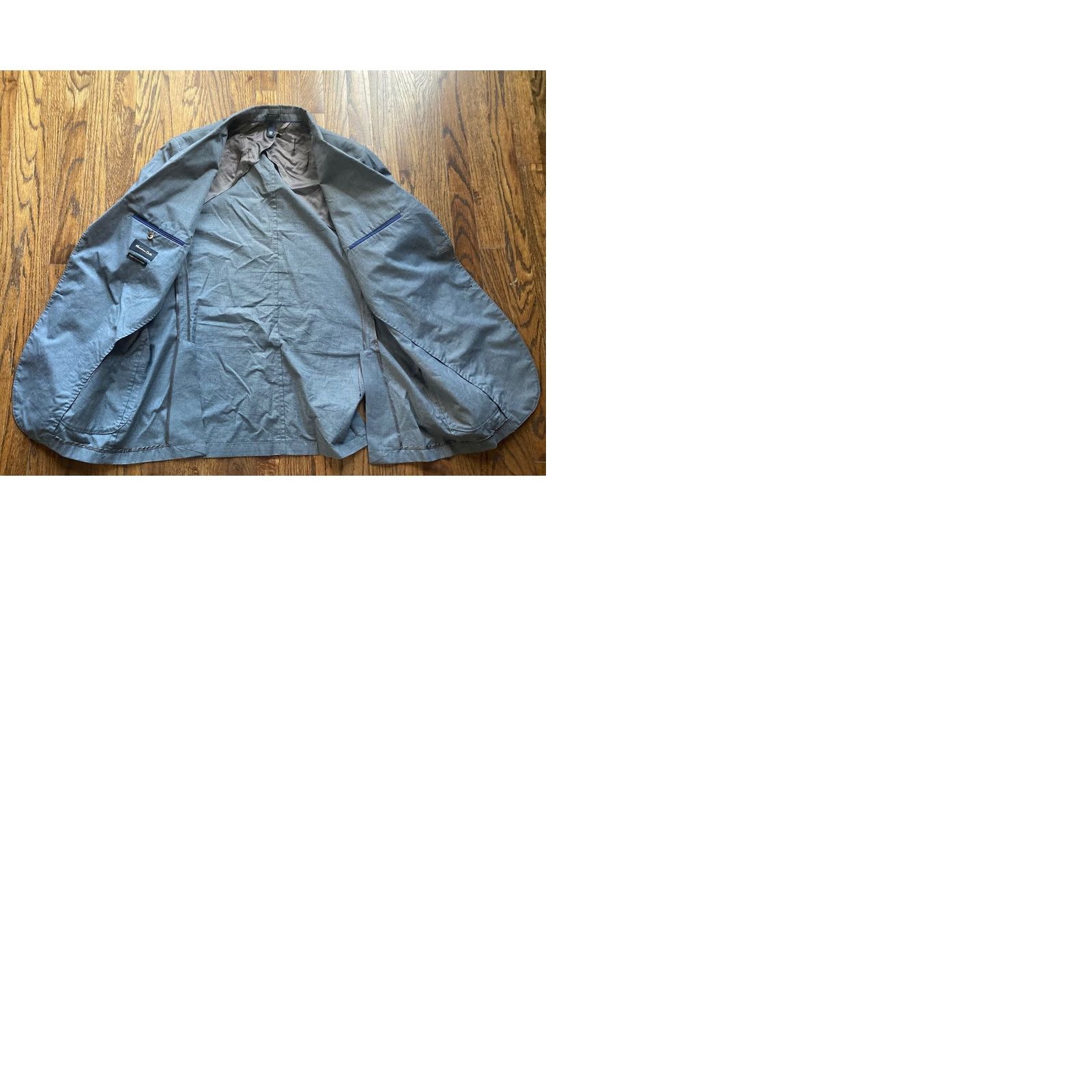 Massimo Dutti Massimo Dutti Blazer Mens Size 48 Gray Unstructured Cotton Lightweight Jacket Size 48R - 10 Thumbnail