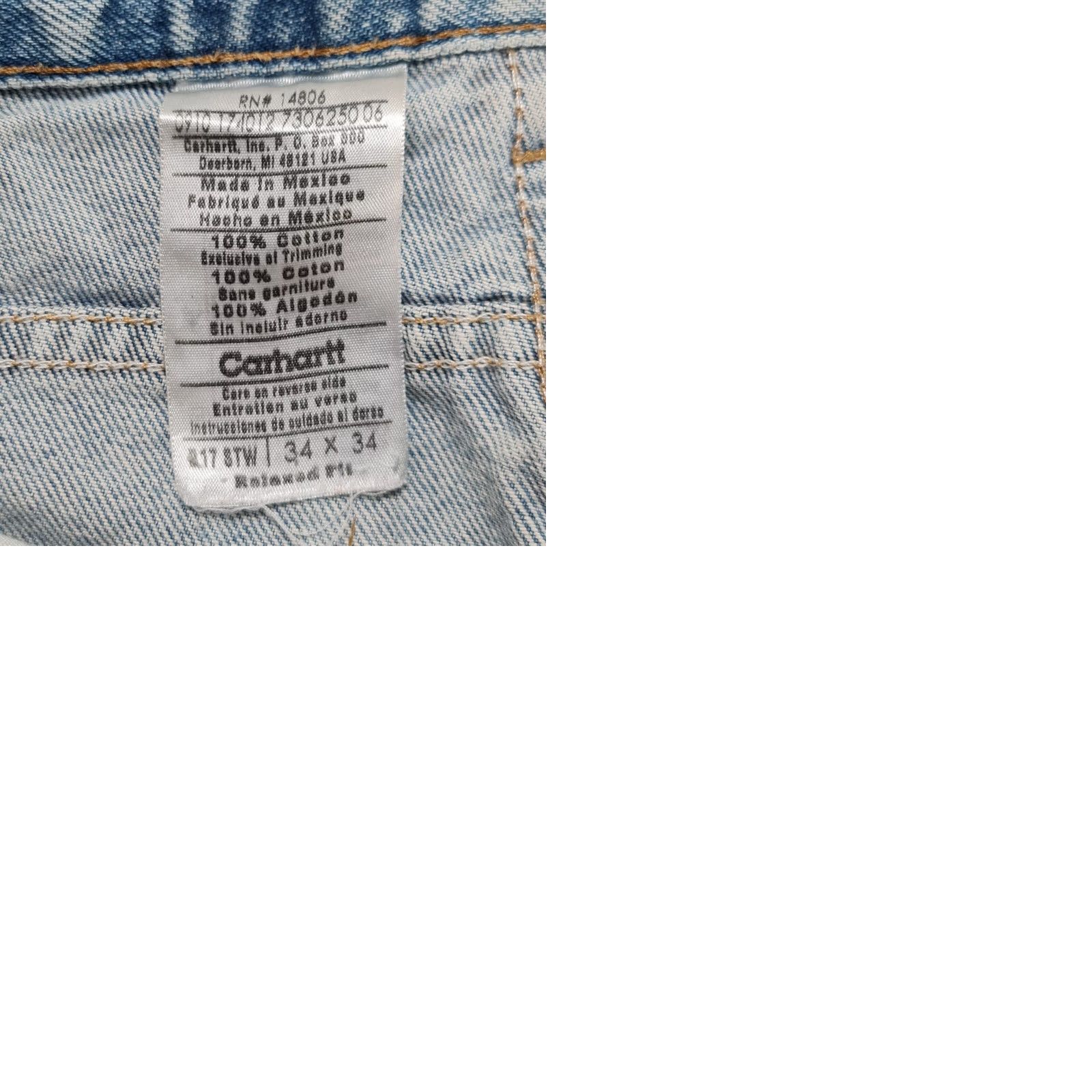 Carhartt Carhartt Jeans Mens Blue W34 L34 Relaxed Tapered Fit Denim Bum 100% Cotton Logo Pocket USA Hipster Retro Vintage N/A Size US 34 / EU 50 - 9 Thumbnail