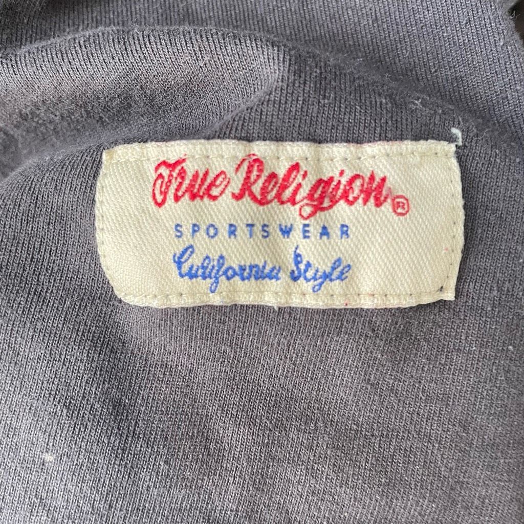 True Religion True Religion Grey Slim Fit Buddy Logo Vneck Long Sleeve Tsh Size US XXL / EU 58 / 5 - 4 Thumbnail