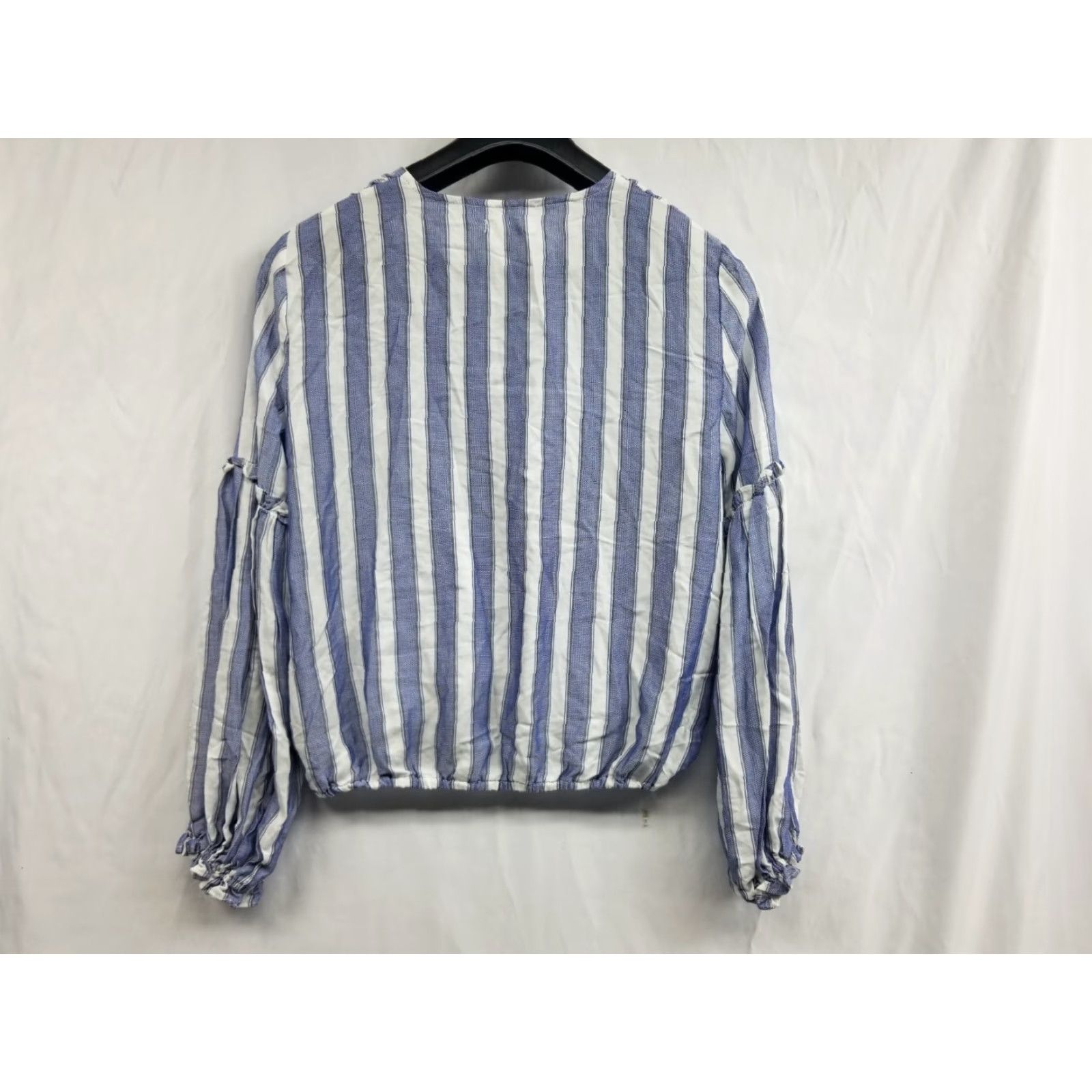Vintage Max Studio Blouse Shirt XS Womens Top 3/4 Sleeve Blue Striped Raglan Round Neck NWT Size XS / US 0-2 / IT 36-38 - 2 Thumbnail