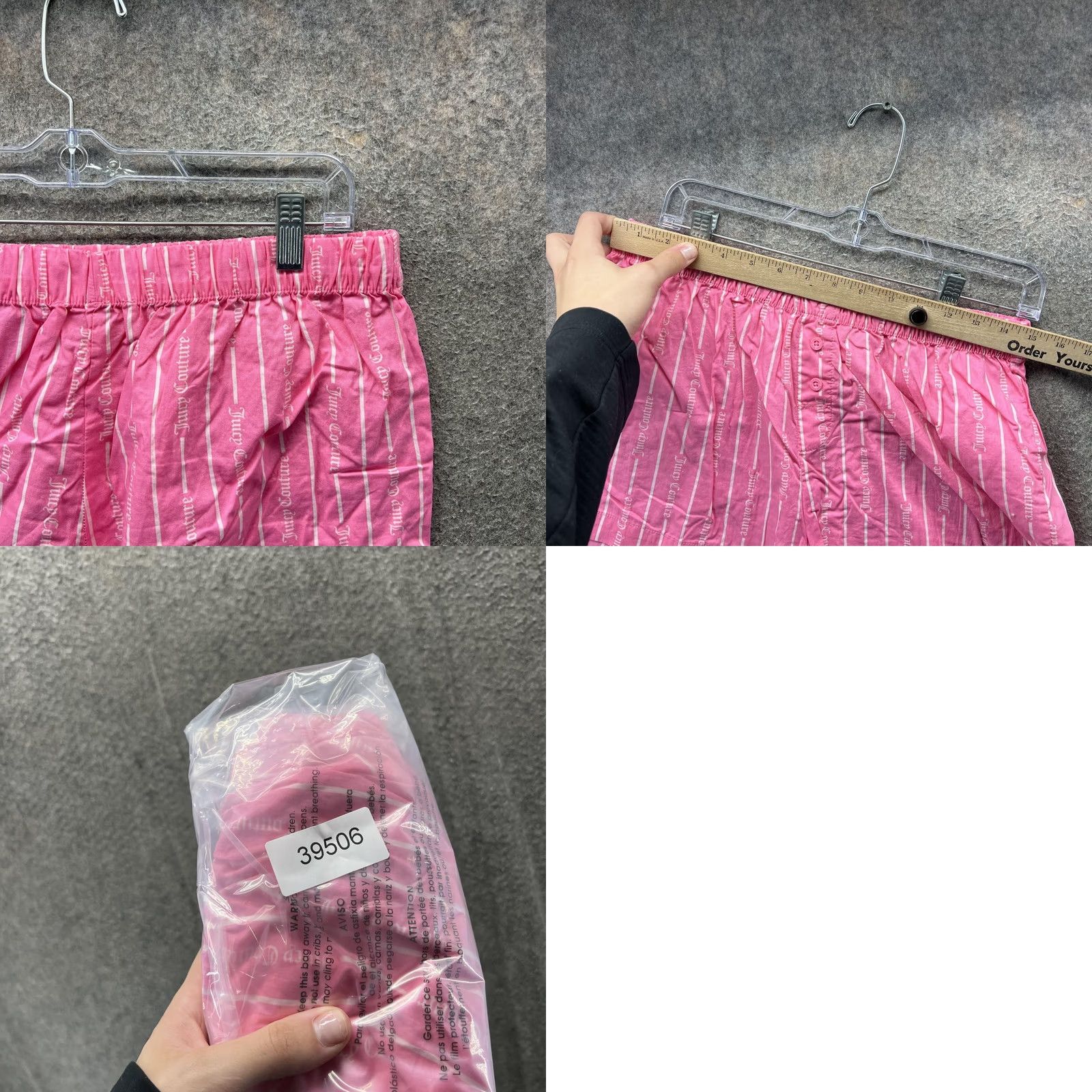 Juicy Couture Juicy Couture Sleep Shorts Womens Medium Pink Striped Logo Print Lounge Size 32" / US 10 / IT 46 - 8 Thumbnail