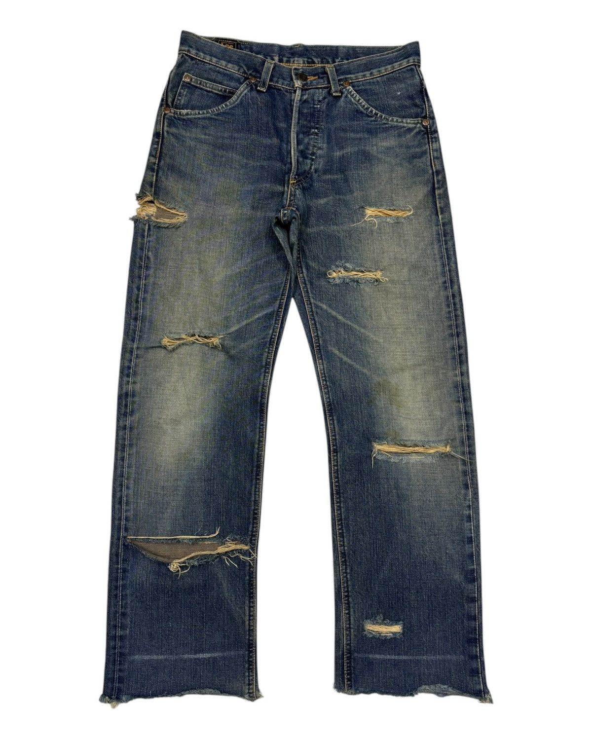 Lee Vintage Lee THRASHED Distressed Selvedge Denim Jeans Size US 30 / EU 46 - 8 Thumbnail