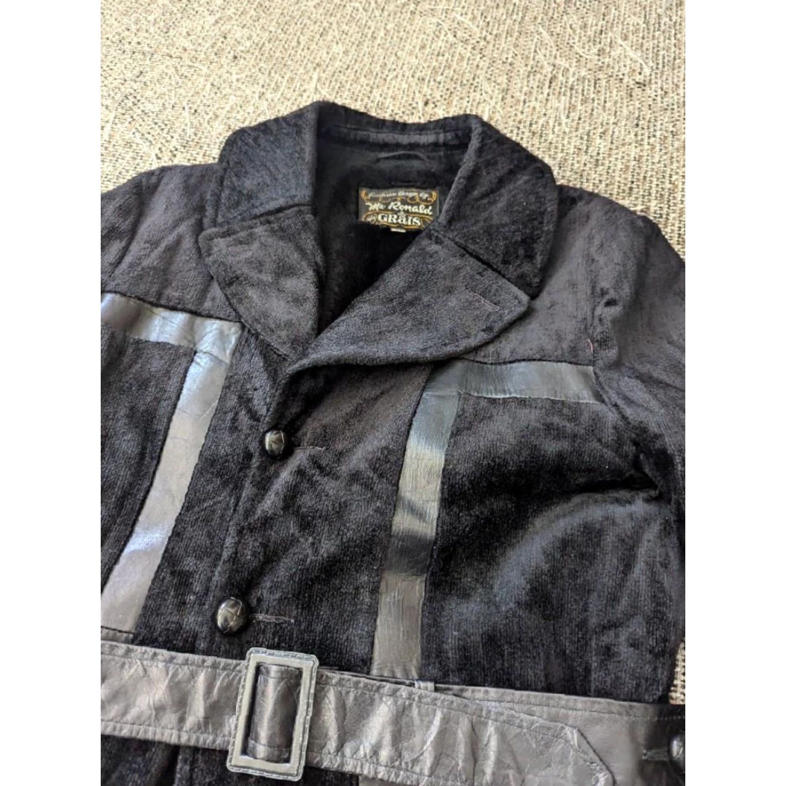 Velvet VINTAGE Grais belted coat 40 black corduroy velvet Mens M Size US M / EU 48-50 / 2 - 3 Thumbnail