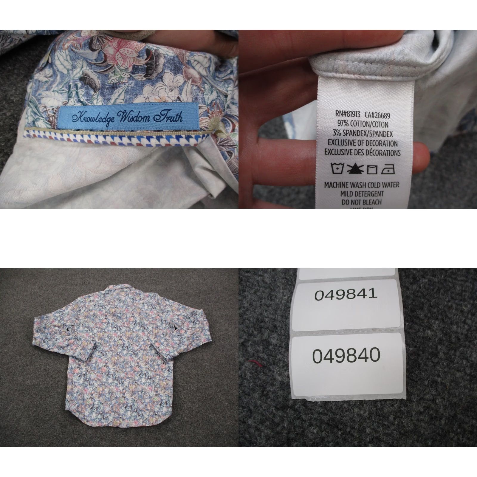 Robert Graham Robert Graham Shirt Mens M Multicolor Floral Button-Up Long Sleeve Collared Casual Knit Cotton Spandex Size US M / EU 48-50 / 2 - 8 Thumbnail
