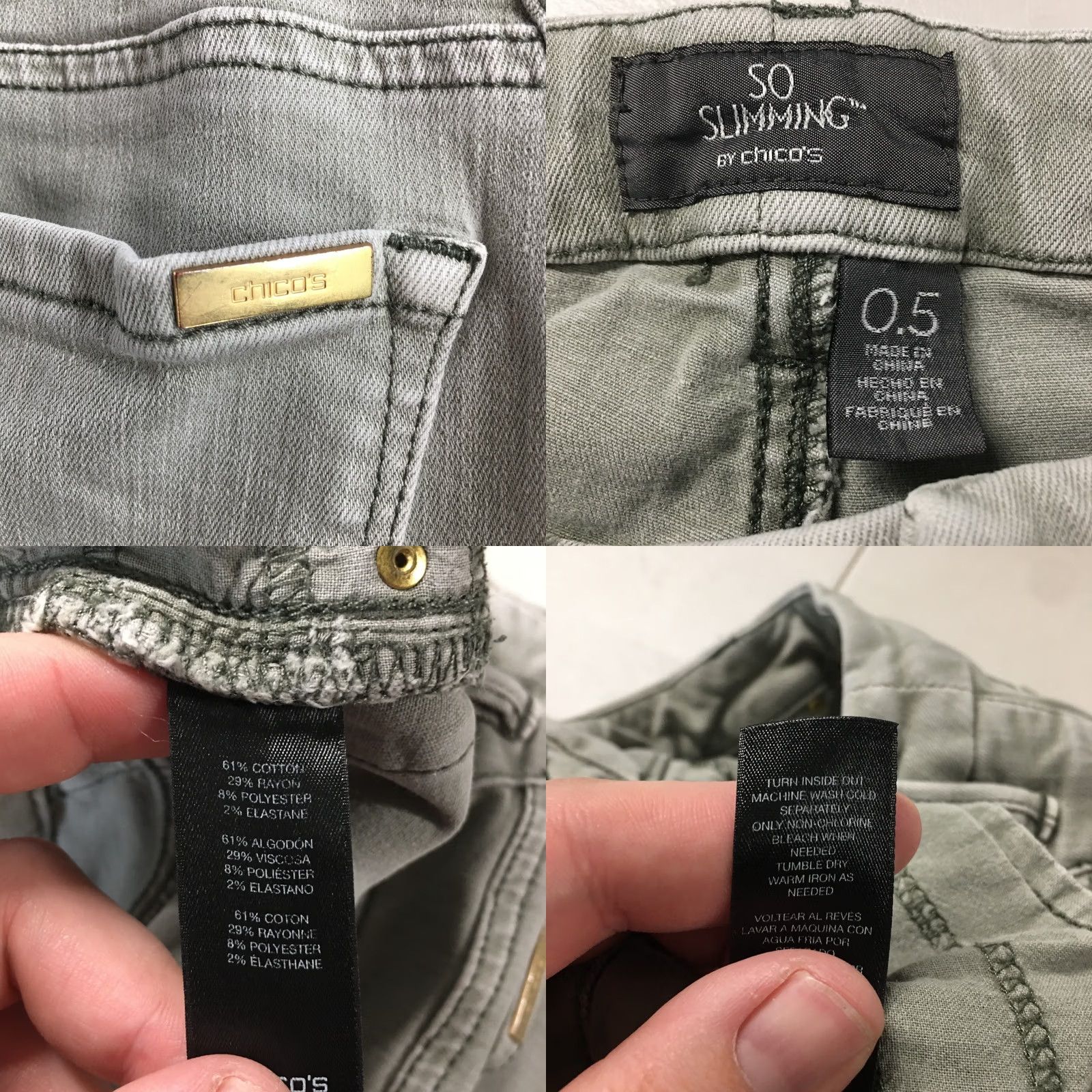 Vintage Chico's Skinny Jeans Women 0.5 Gray Mid Rise Zip Fly Stretch Denim Slim Fit Jeans Menus? Size 25" / US 0 / IT 36 - 10 Thumbnail