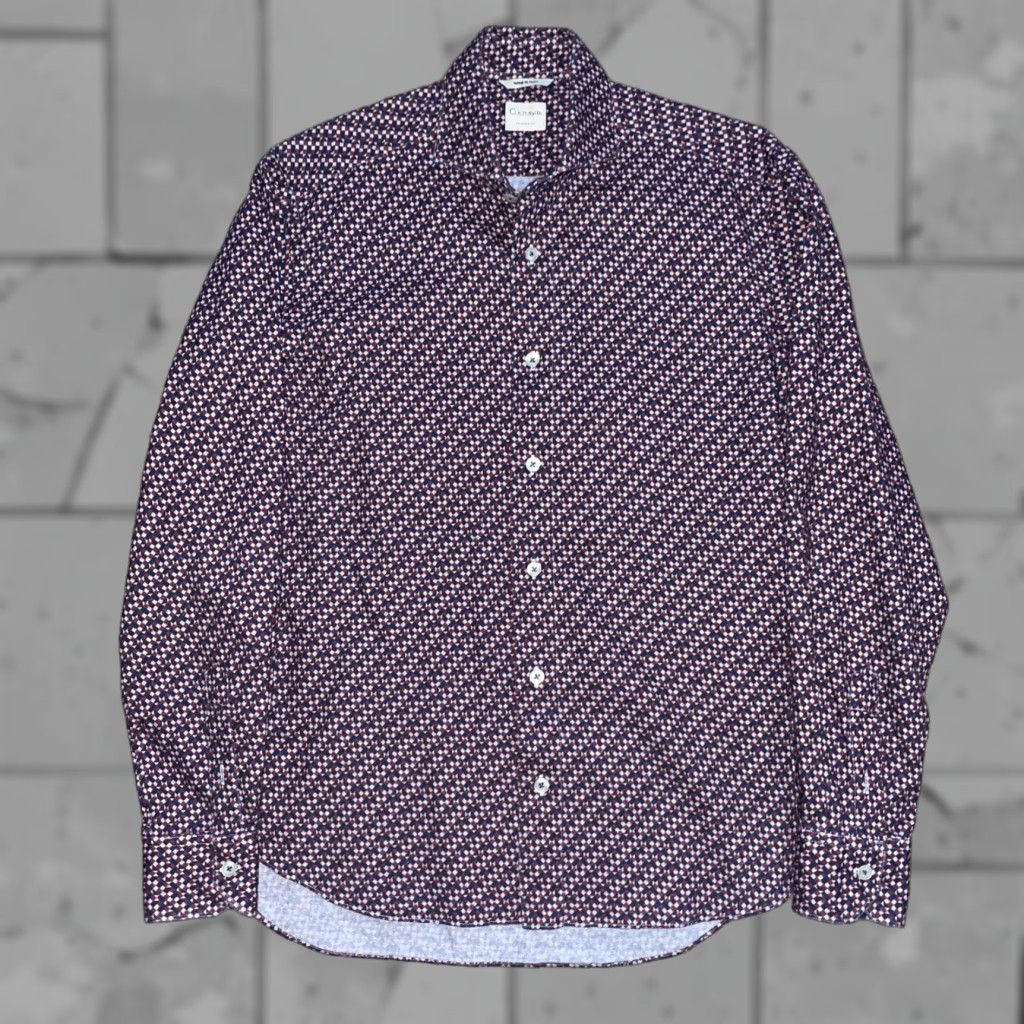 Vintage Culturata Geometric Button-Up Shirt Mens S Size 38 Long Sleeve Blue Shirt Size US S / EU 44-46 / 1 - 1 Thumbnail