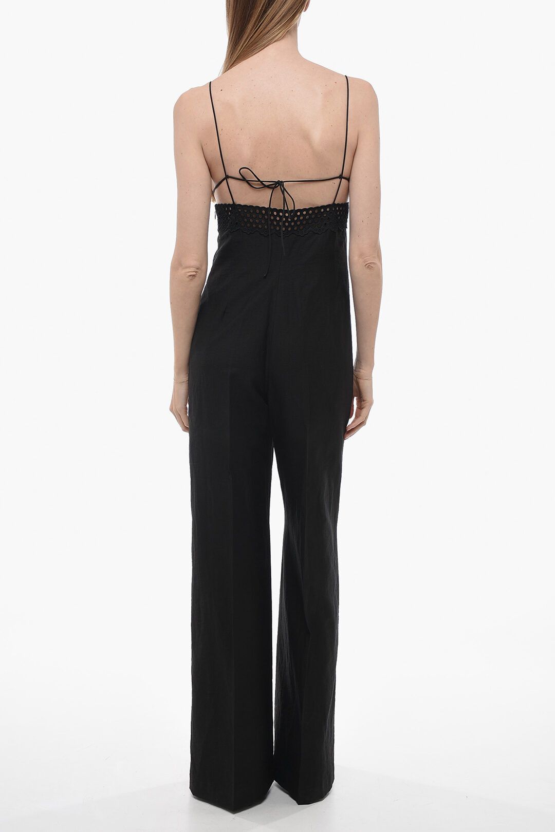 Stella McCartney og1mm0824 Flax Blend Jumpsuit in Black Size 30" / US 8 / IT 44 - 2 Thumbnail