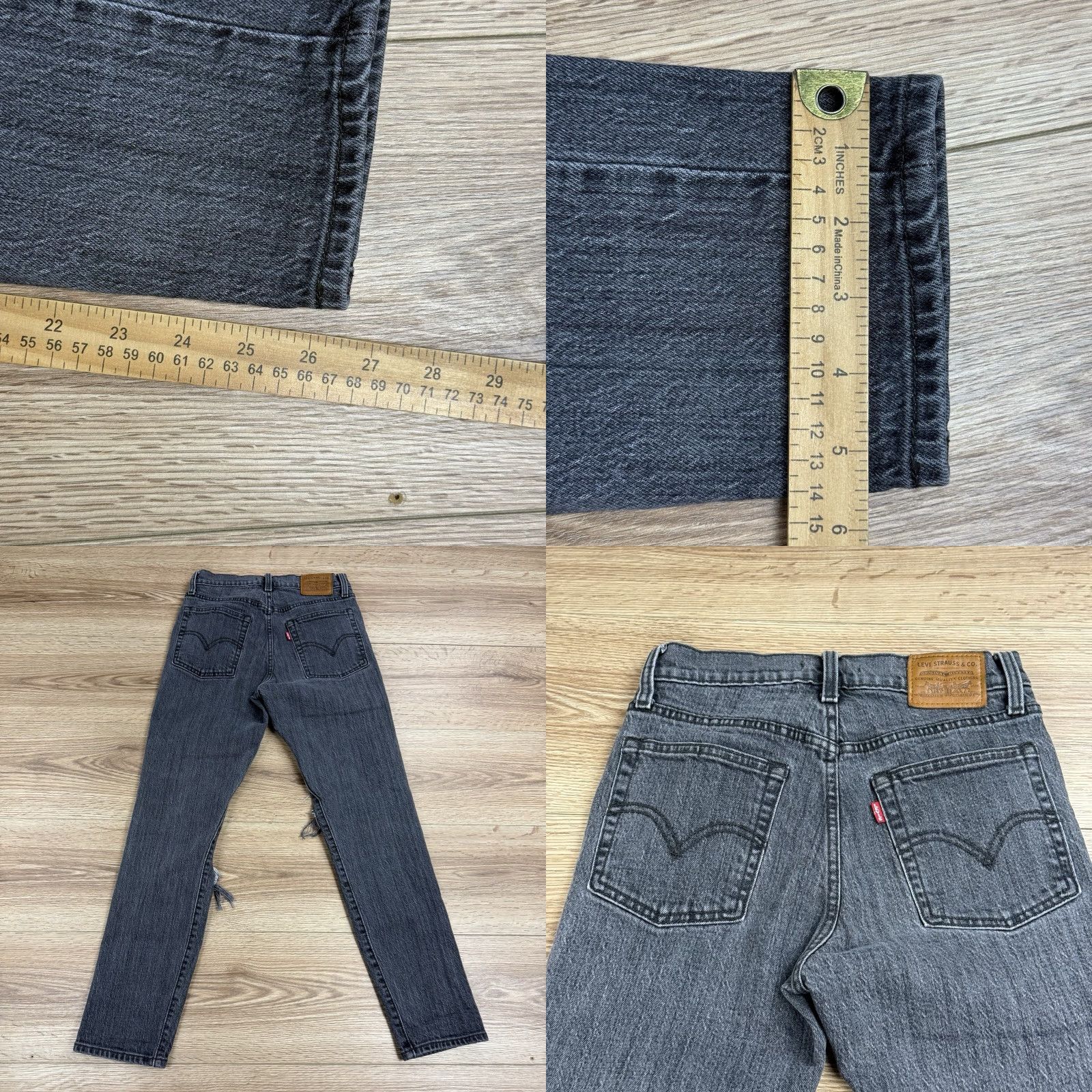 Levi's Levi's Women's Wedgie Straight 25x27 Gray Jeans Button Fly Destroyed Size 42" / US 20 - 8 Thumbnail