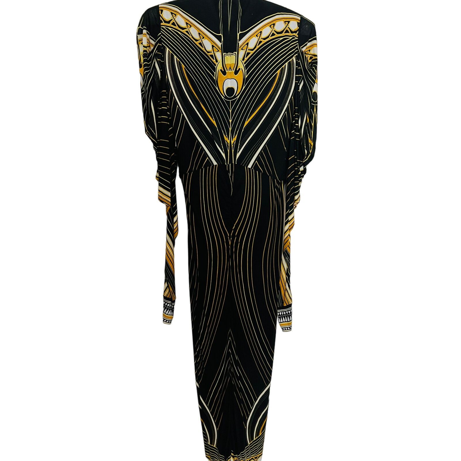 Roberto Cavalli Roberto Cavalli 2007 black gold printed Egyptian dress Sz 40 Size S / US 4 / IT 40 - 21 Thumbnail