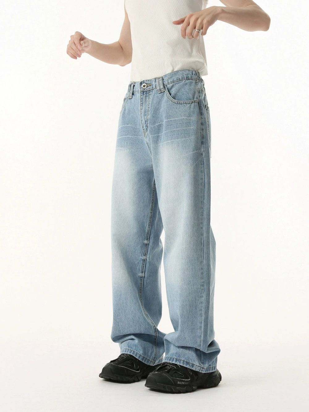 Jean Japanese retro washed straight loose jeans Size US 32 / EU 48 - 3 Thumbnail