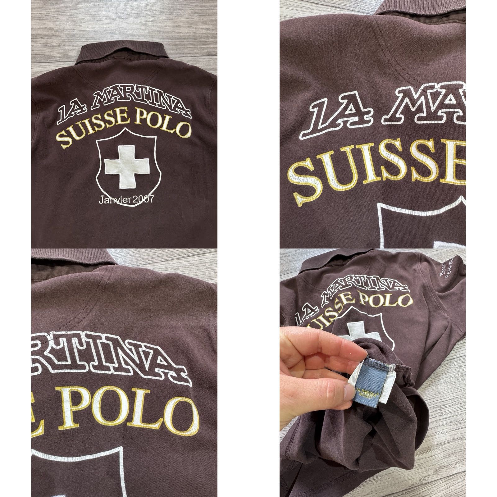 La Martina La Martina Polo Shirt Long Sleeve Rugby Brown L White/Blue Mens Shirt Vintage-Style? Size US L / EU 52-54 / 3 - 11 Thumbnail