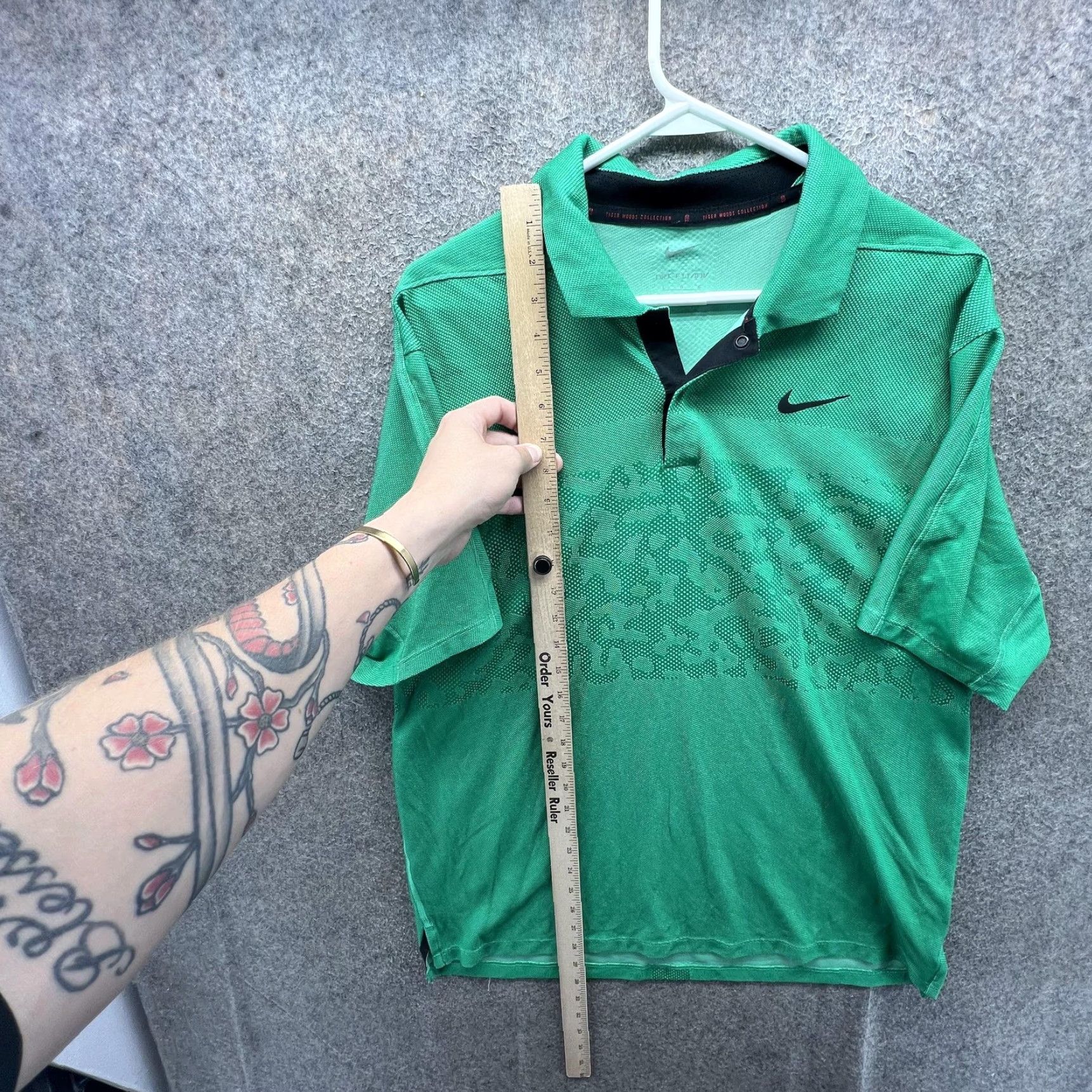Nike Nike Tiger Woods Collection Polo Shirt Mens Large Green Geometric Dri-Fit Golf Size US L / EU 52-54 / 3 - 6 Thumbnail