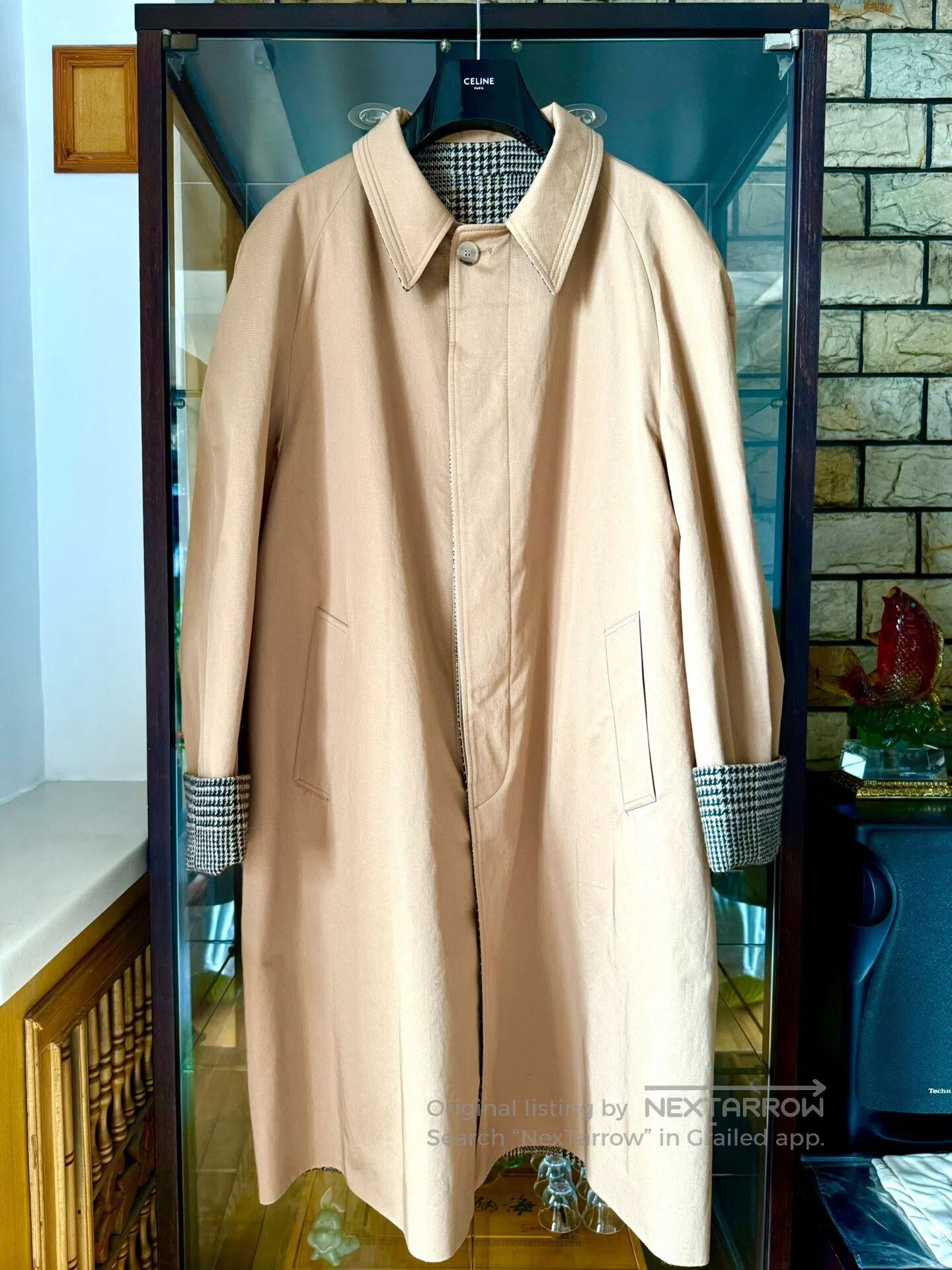 Maison Margiela Maison Margiela Khaki Houndstooth Reversible Overcoat Jack Size S / US 4 / IT 40 - 4 Thumbnail