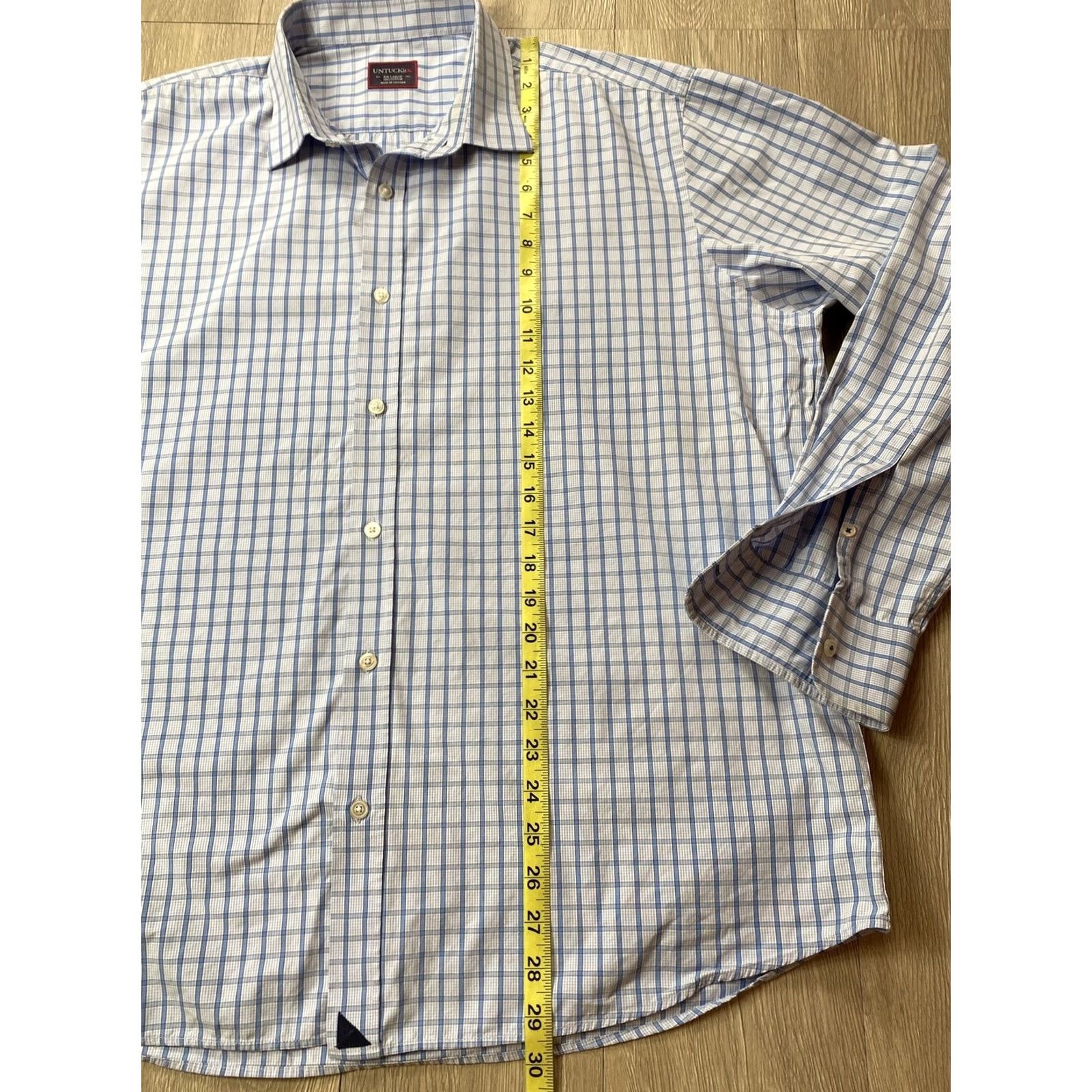UNTUCKit UNTUCKit Shirt Mens XXL Blue Checked Plaid Long Sleeve Button Down Casual Business Knit Cotton Regular Fit Size US XXL / EU 58 / 5 - 4 Thumbnail