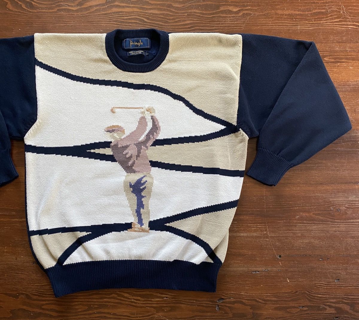 Pringle Of Scotland Vintage 90’s Pringle Golfer Big Image Knit Sweater Size US M / EU 48-50 / 2 - 1 Thumbnail