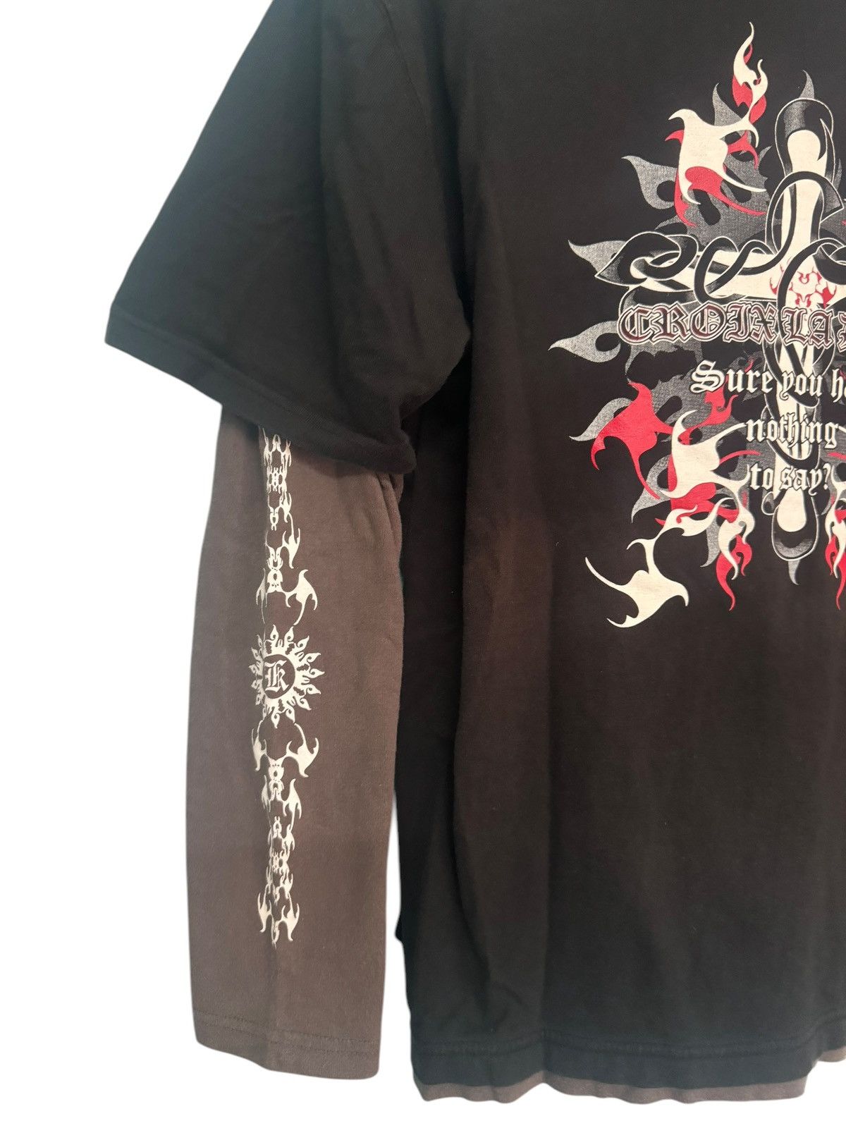 If Six Was Nine 💥PUNK DESIGN CROSS FIRE FLAME DOUBLE LAYER SHIRT VERY RARE Size US M / EU 48-50 / 2 - 4 Thumbnail