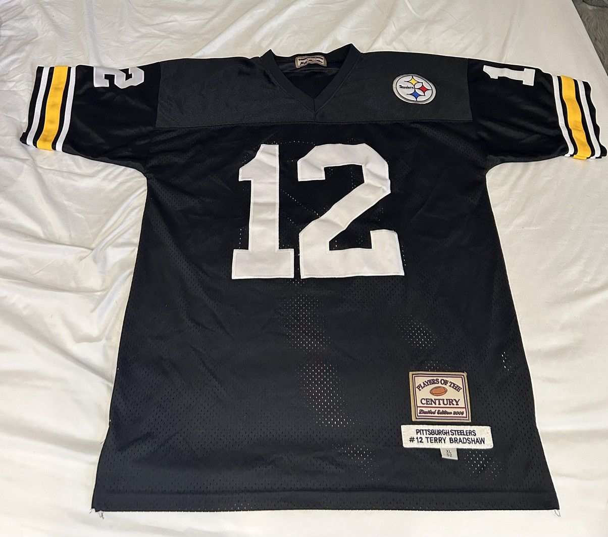 image of Steelers Nfl Jersey Terry Bradshaw 12 Jeff Hamilton in Black, Men's (Size XL)