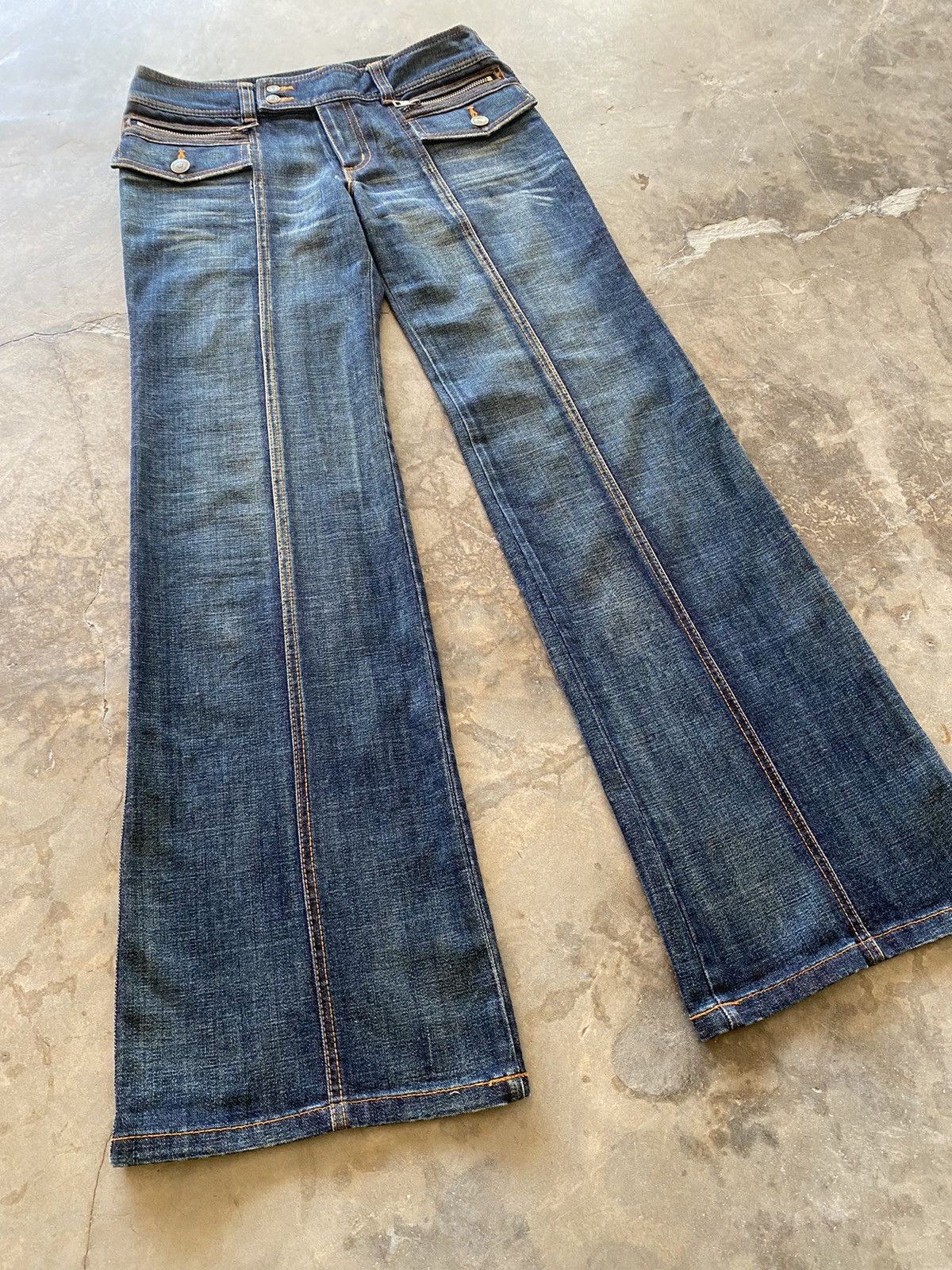 Hysteric Glamour × Japanese Brand Flare Jeans Kumikyoku Low Rise Wide Leg Baggy Size US 30 / EU 46 - 8 Thumbnail