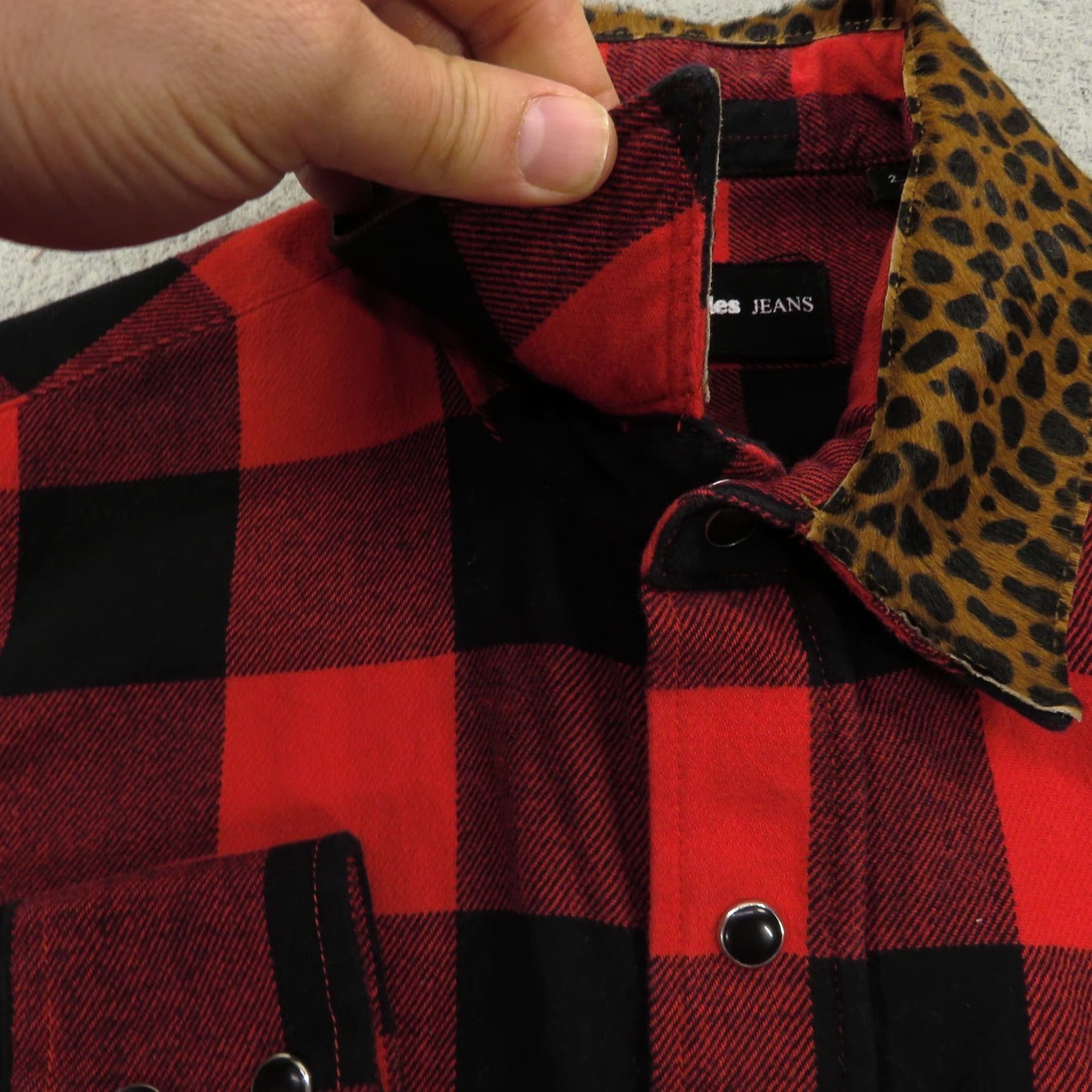 The Kooples VINTAGE The Kooples Shirt Womens 2 Red Black Pearl Snap Buffalo Check Animal Print Plaid Size XS / US 0-2 / IT 36-38 - 4 Thumbnail