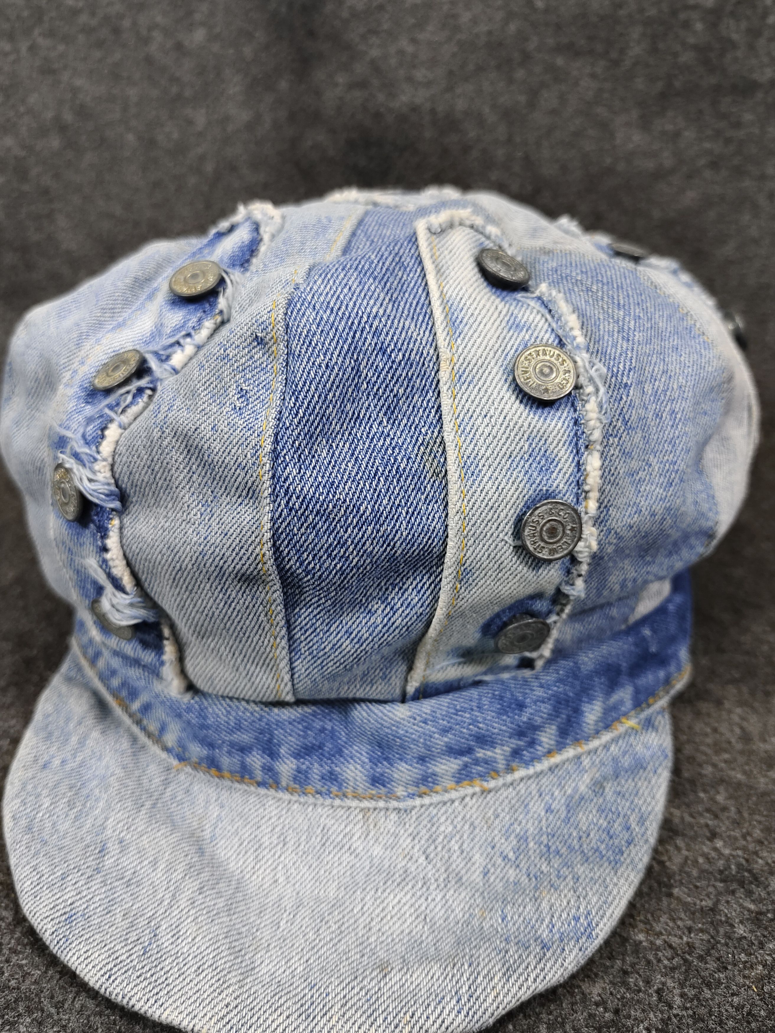 Levi's Vintage Clothing RARE🔥90s AAARDVARK’S Rebuild Levi’s 501 Denim Panel Newsboy Size ONE SIZE - 2 Thumbnail