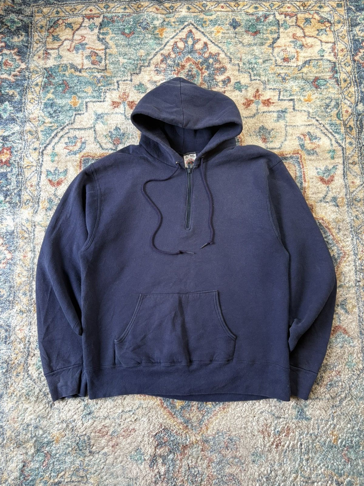 Vintage Vintage Horseshoe Fire 1/4 Zip-up Hoodie Size XL Size US XL / EU 56 / 4 - 1 Thumbnail