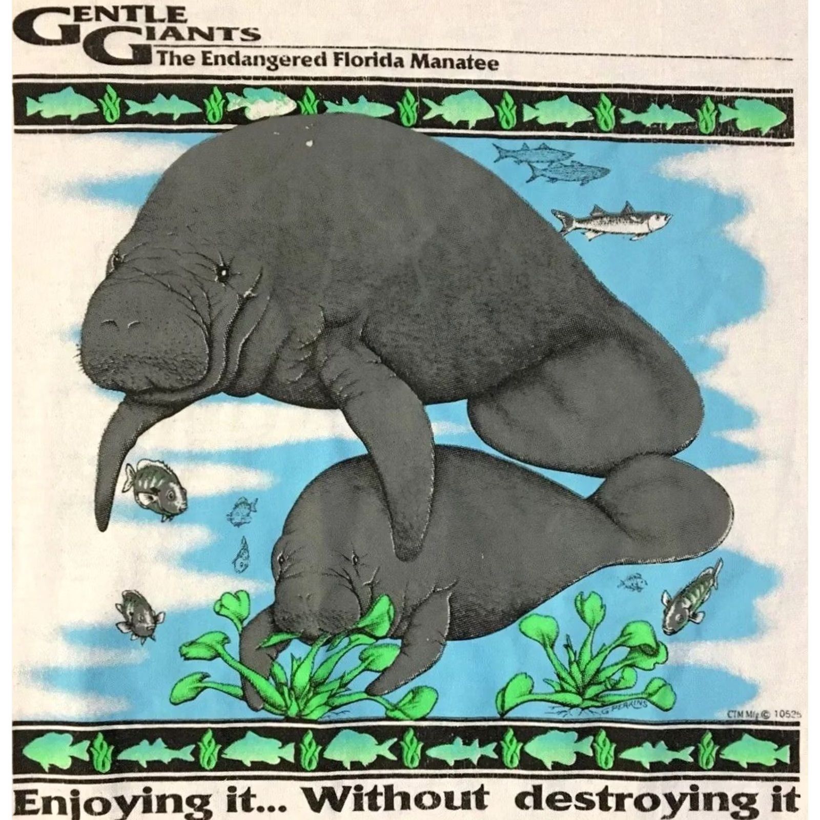Vintage VINTAGE 90s Manatee Gentle Giants Faded Shirt M White Animal Nature Art Beach Surf Grunge Endangered Mens T-Shirt Size US M / EU 48-50 / 2 - 2 Thumbnail