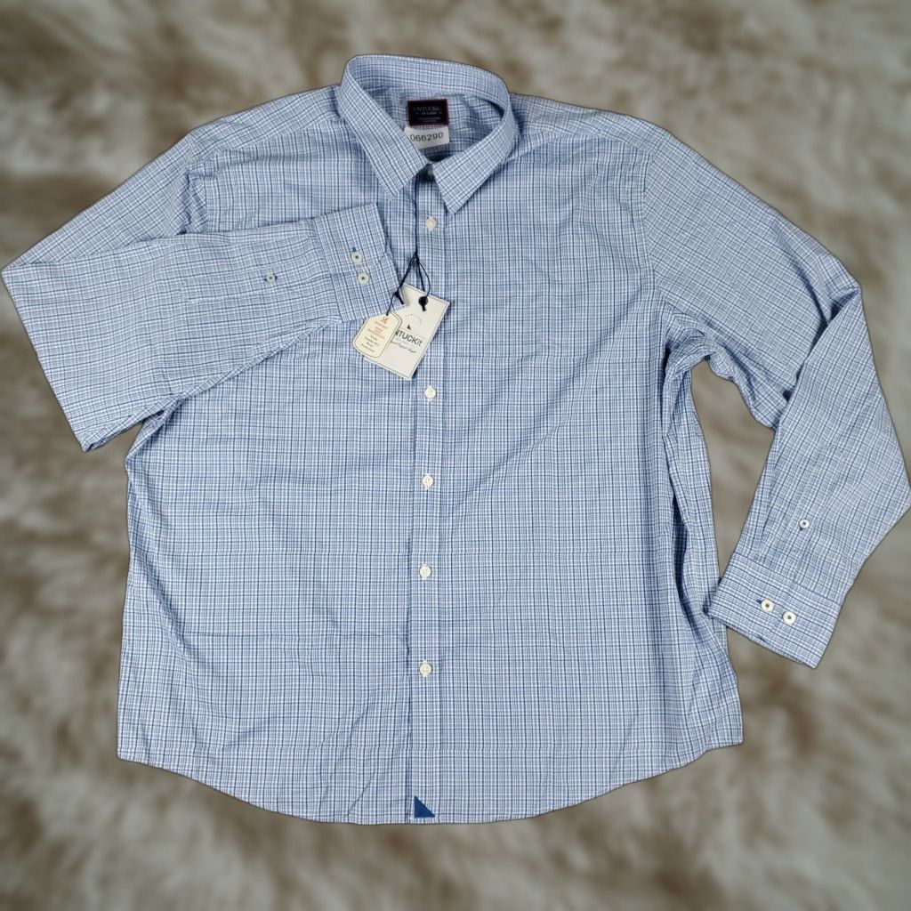 UNTUCKit UNTUCKit Shirt Mens 2XL Blue Plaid Nylon Button-Up Long Sleeve Casual Dress Shirt Adult Mens Featured Plaid Pattern Button Nylon Blue 2XL UNTUCKit Size US XXL / EU 58 / 5 - 1 Thumbnail