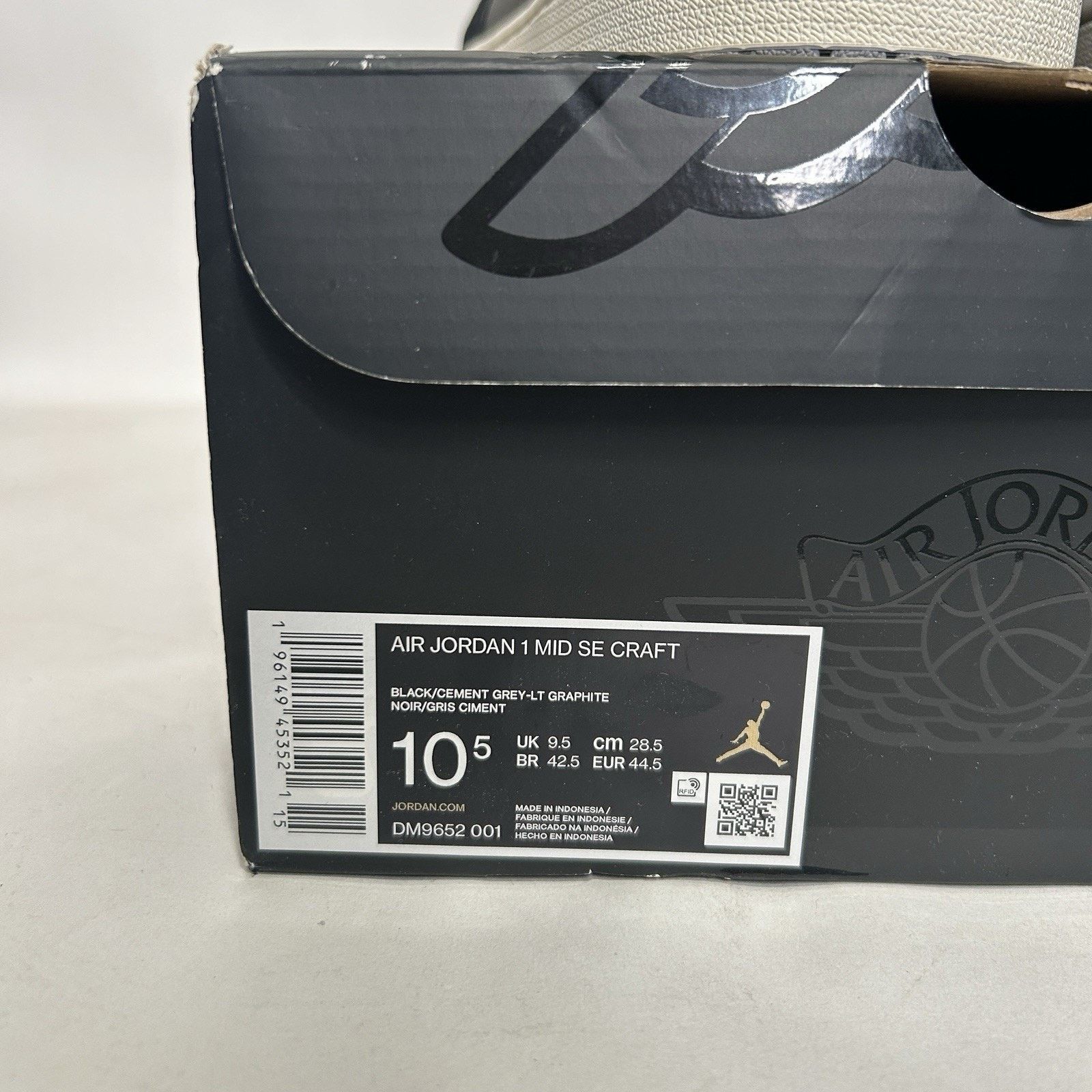 Nike Nike Air Jordan 1 Mid Craft Inside Out “Black Cement Grey” Size US 10.5 / EU 43-44 - 9 Thumbnail