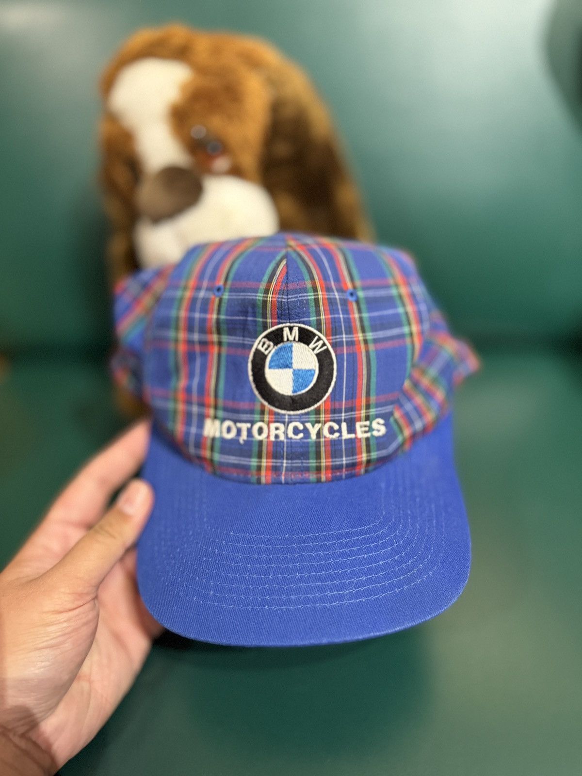 Vintage Vintage 90s BMW plaid hat Size ONE SIZE - 3 Thumbnail