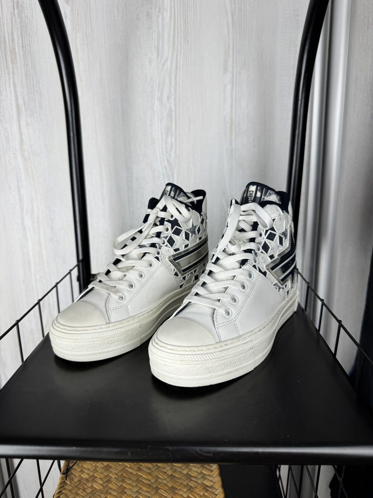 Dior Dior Walk'n'Dior Star Star Lace Up High Top Leather Sneakers Size US 4.5 / IT 34.5 - 8 Thumbnail