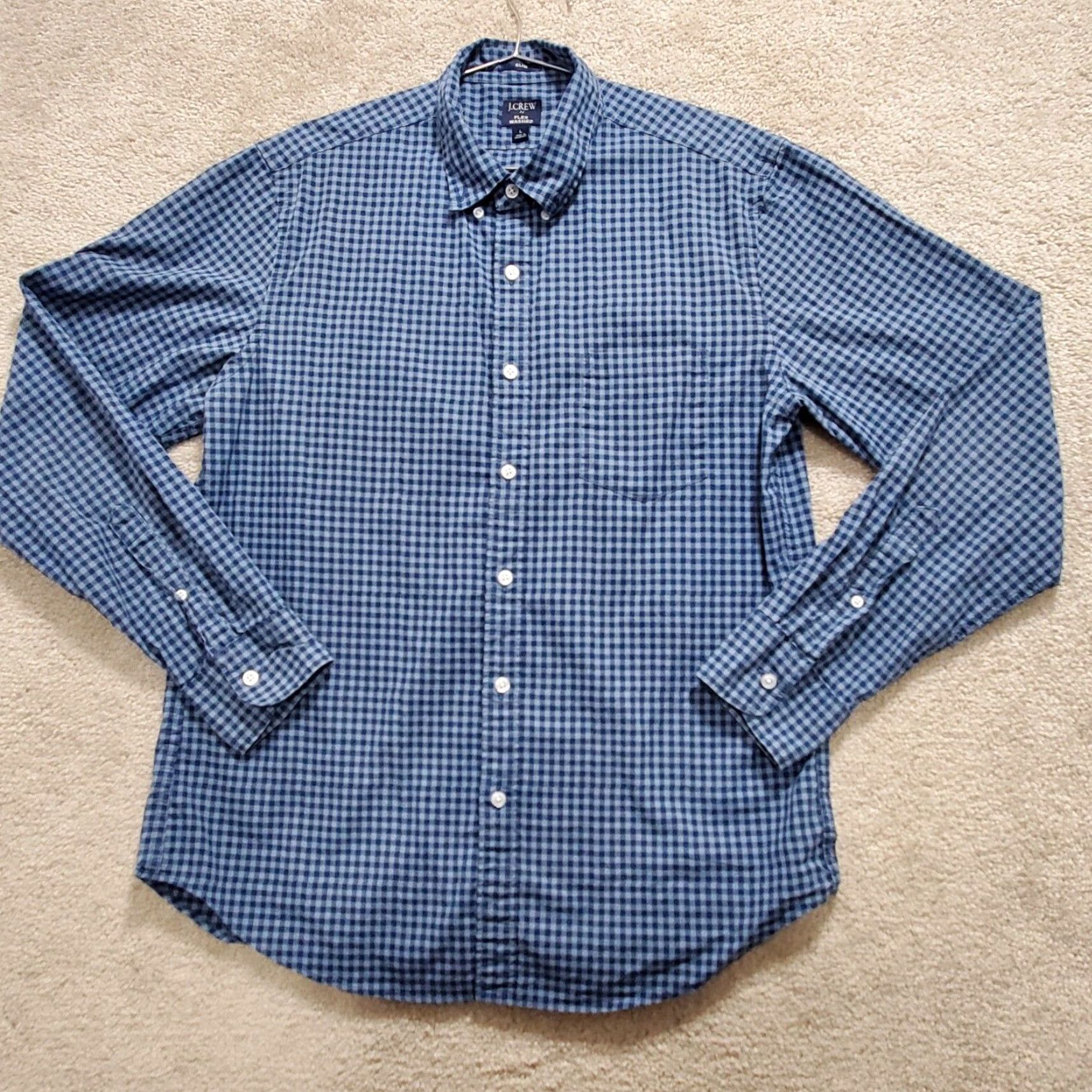 J.Crew J.Crew Shirt Men's Large Blue Plaid Stretch Flex Washed Long Sleeve Button-Down Size US L / EU 52-54 / 3 - 2 Thumbnail