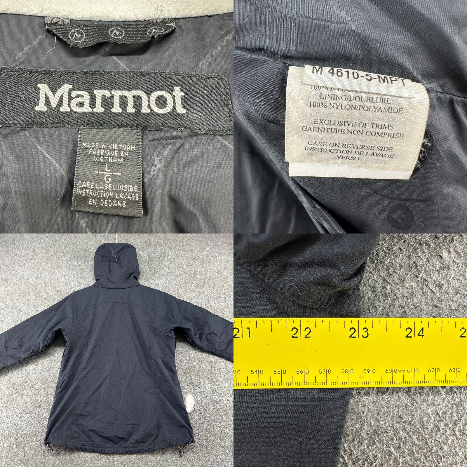 Marmot Marmot Jacket Womens L Black Hooded Rain Coat Lined Full Zip Nylon Logo Parka Weather Coat Size L / US 10 / IT 46 - 8 Thumbnail