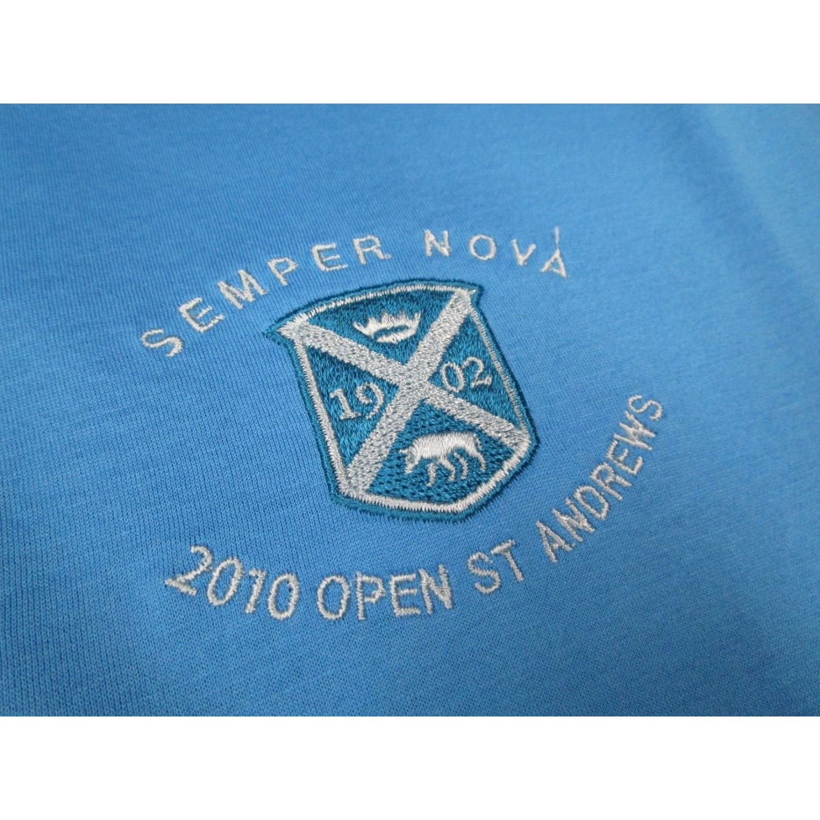 Vintage Glenmuir 1891 Polo Shirt Men Large Blue 2010 St Andrews Open Semper Nova Embroidered - Golf Size US L / EU 52-54 / 3 - 3 Thumbnail
