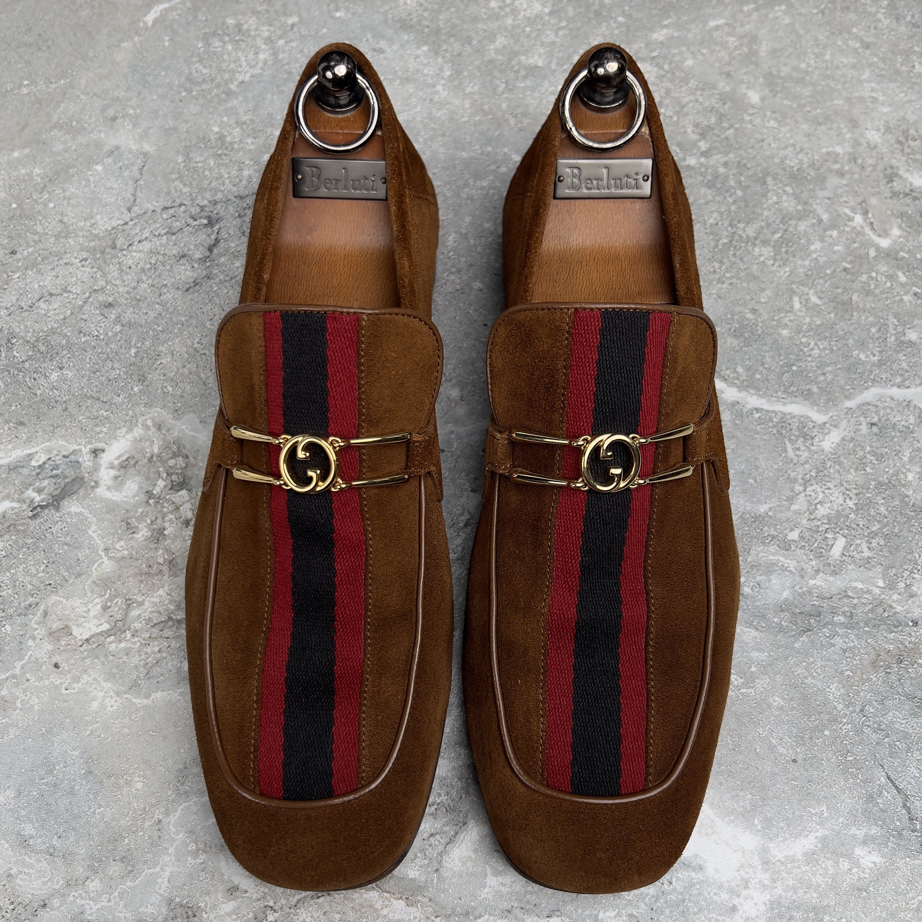 Gucci GUCCI Web Interlocking GG Horsebit Loafers Suede Size US 8 / EU 41 - 4 Thumbnail
