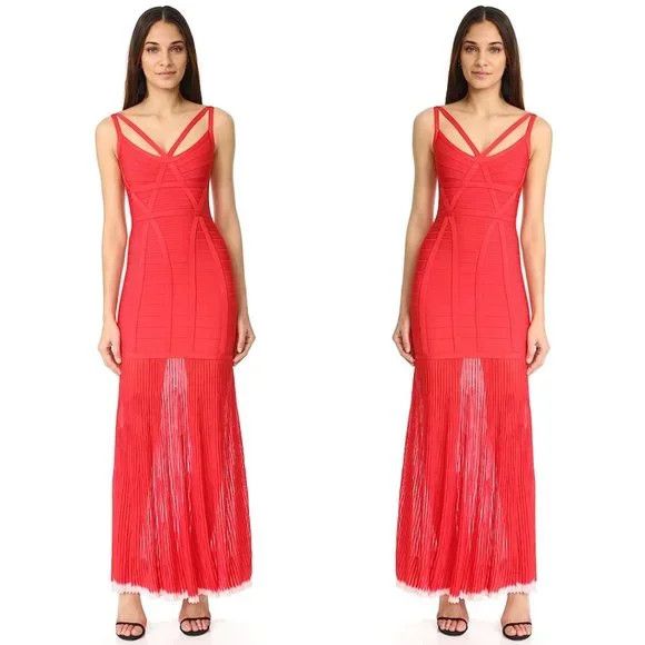 Herve Leger Zhenya Red Bandage Maxi Dress Size M / US 6-8 / IT 42-44 - 1 Thumbnail