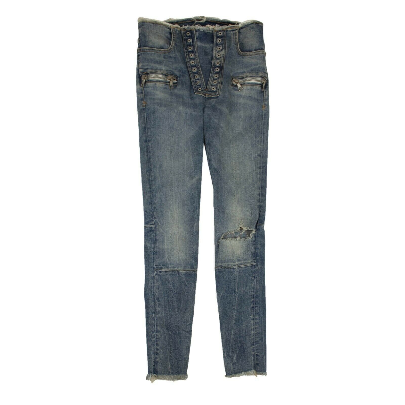 image of Unravel Project Denim Lace-Up Skinny Jeans Size 26, Women's