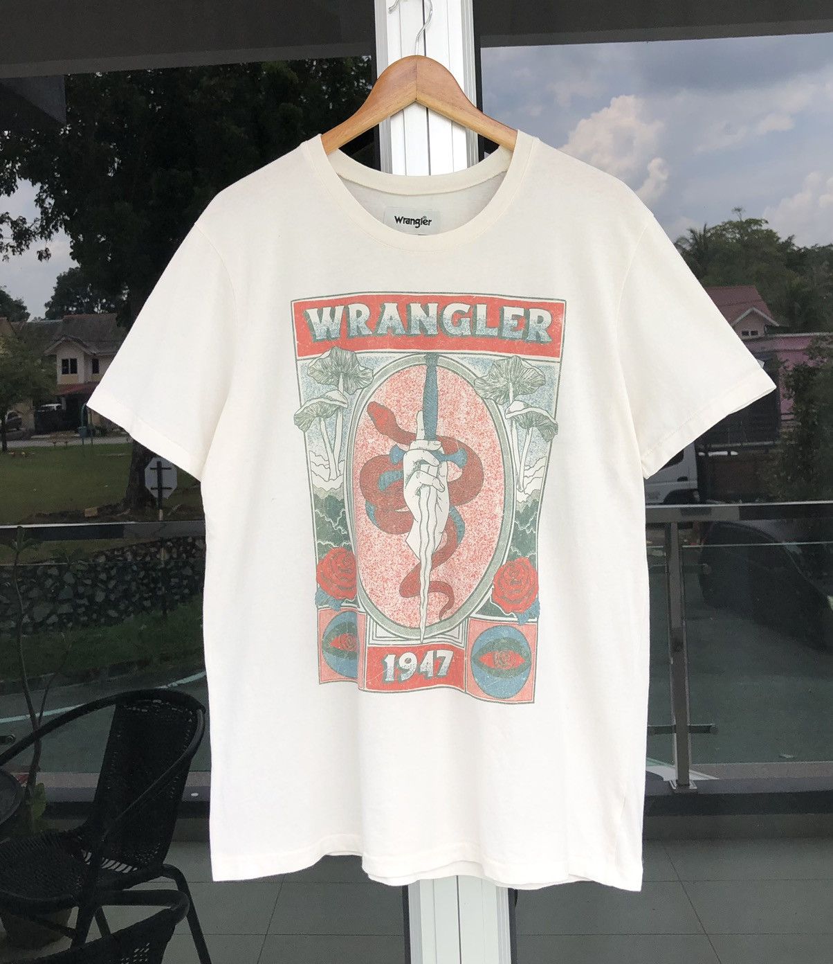 WRANGLER Burning Bright OS Tee Ecru