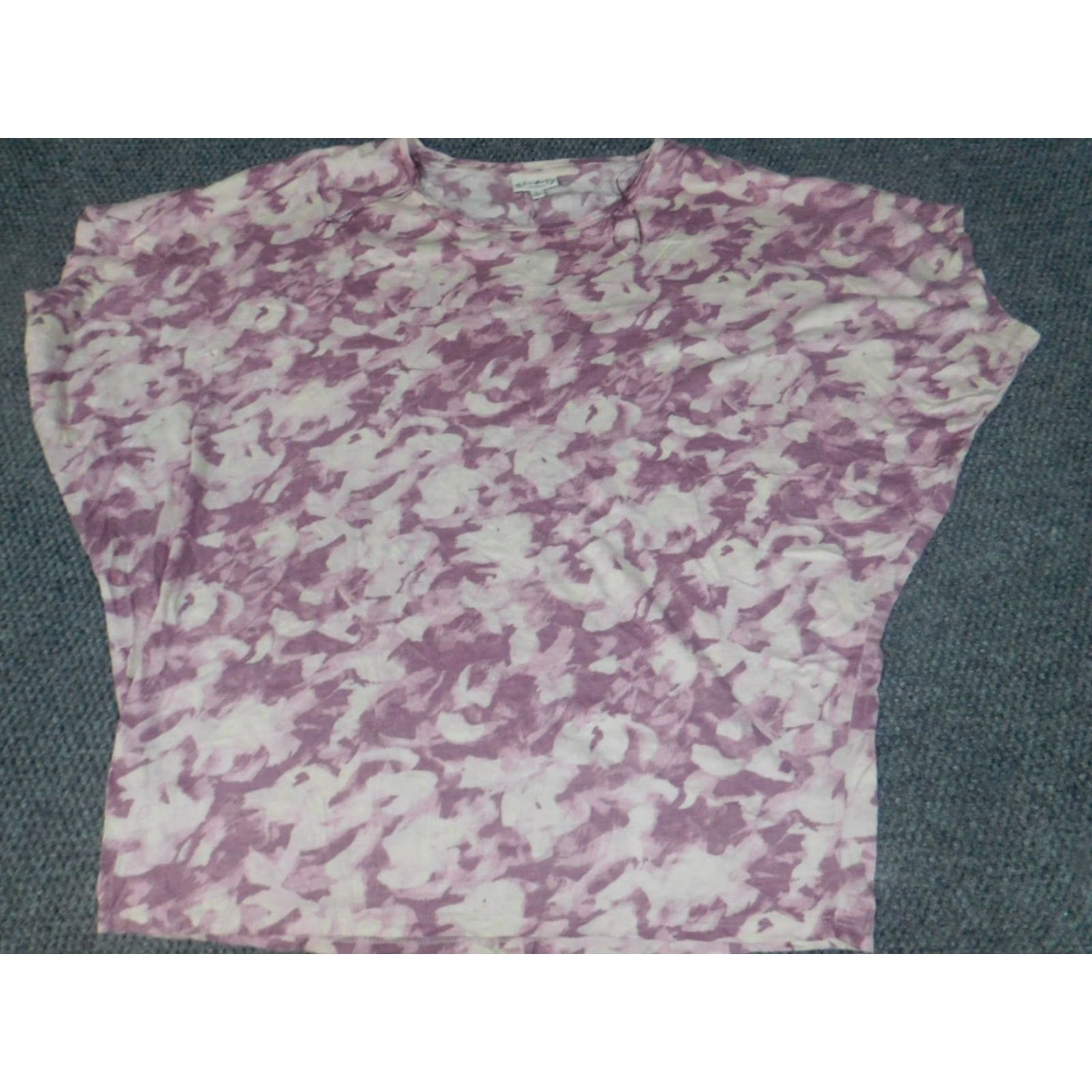 Vintage Wonderly Womens Blouse L Purple Crew Neck Short Sleeve Cotton Rayon Pullover Stretch Casual Regular Classic Basic Size L / US 10 / IT 46 - 3 Thumbnail