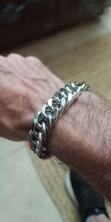 Japanese Brand 15MM Width Stainless Steel Cuban Chain Bracelets 21 cm Size ONE SIZE - 4 Thumbnail