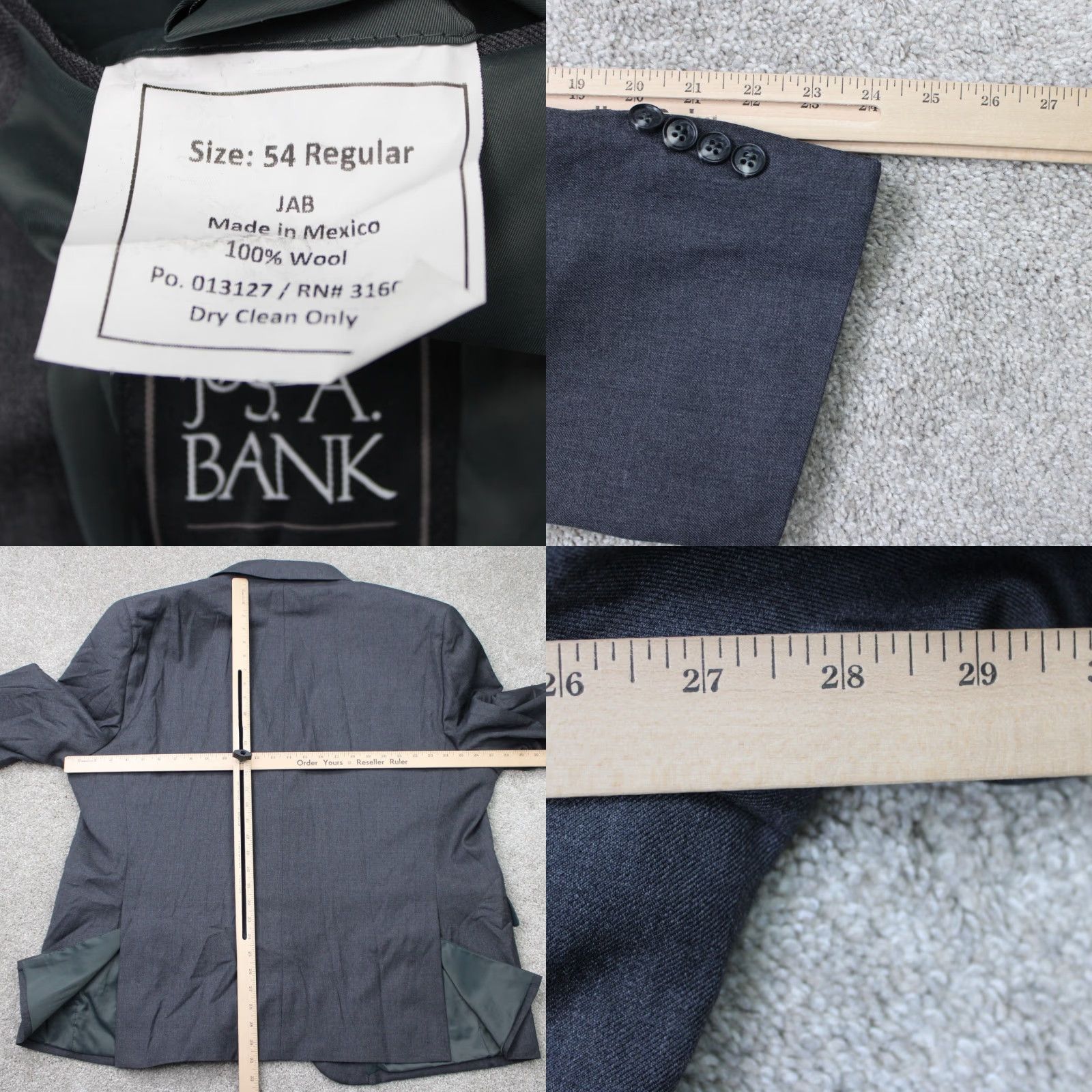 Jos. A. Bank Jos. A. Bank Blazer Mens 54 Regular Gray Wool Tweed 2 Button Notch Lapel 100% Wool Regular Fit Sports Jacket Boys Girls Mens? Size 54R - 8 Thumbnail
