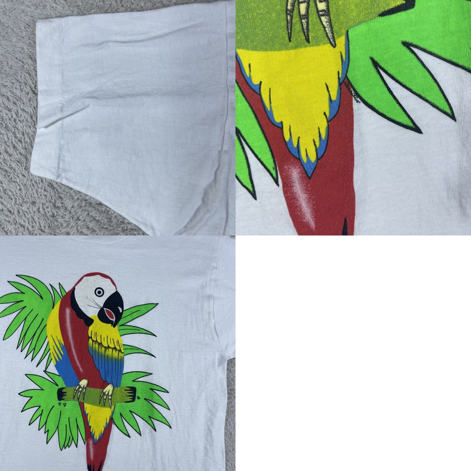 Fruit Of The Loom VINTAGE Parrot Bird T-Shirt Mens XL White Nature Cartoon USA Crew Neck Short Sleeve Cotton Fruit of the Loom Graphic Print 90s Men Size US XL / EU 56 / 4 - 8 Thumbnail