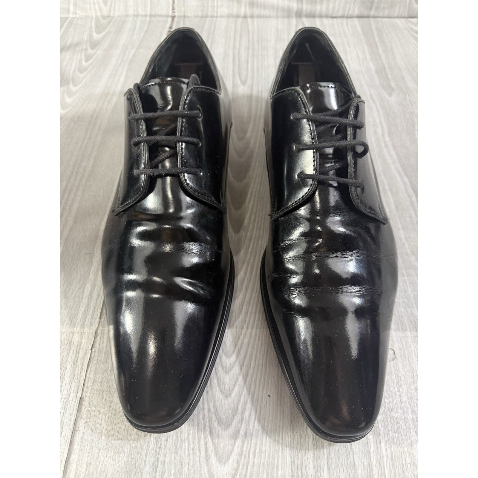 Versace Collection Derby Patent Leather Lace Up Shoes sz EU