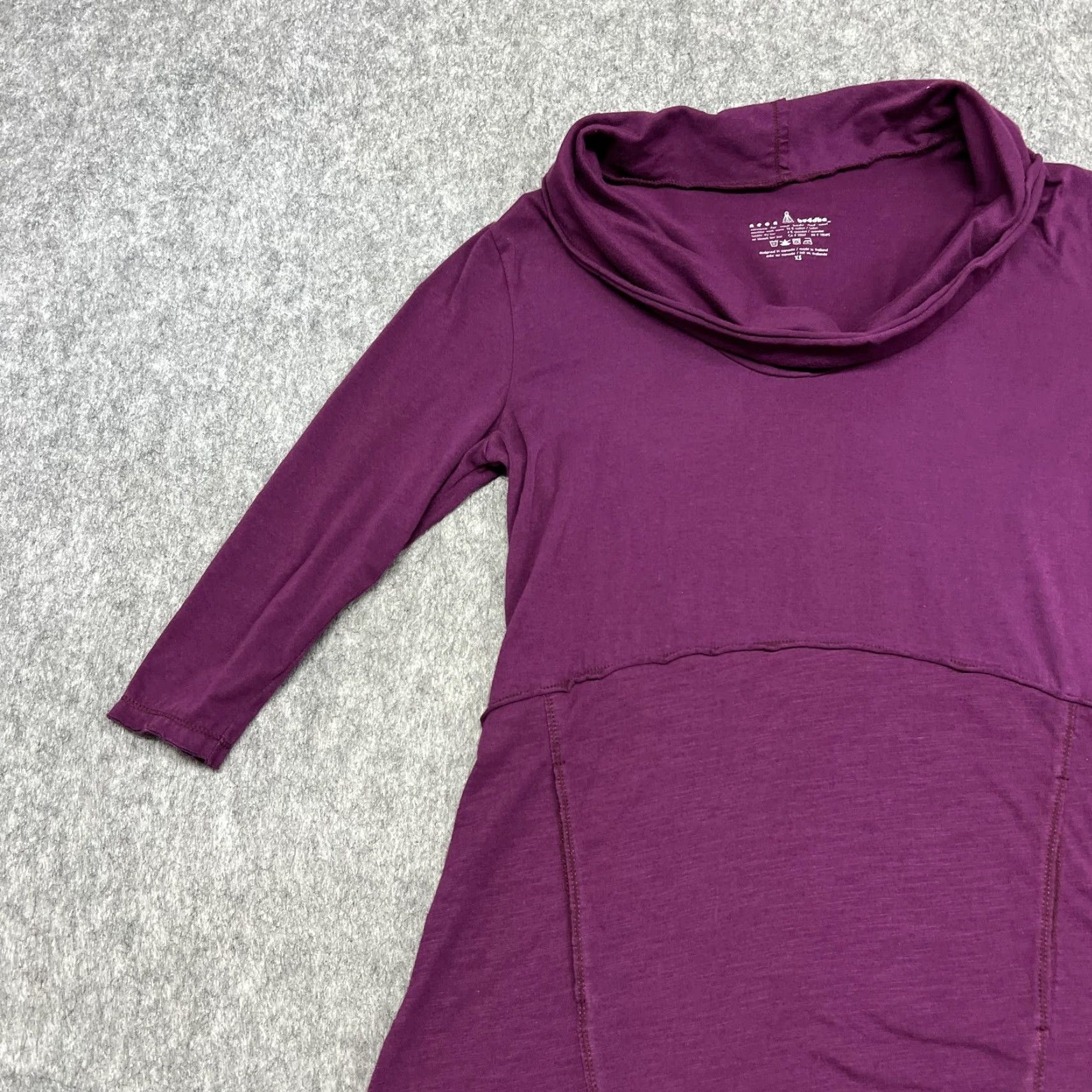 Vintage Neon Buddha Womens XS Purple Cowl Neck 3/4 Sleeve Tunic Top Pockets Shirt Blouse Dressy Casual Knit Jersey Knit Tunic Shirt Size XS / US 0-2 / IT 36-38 - 5 Thumbnail